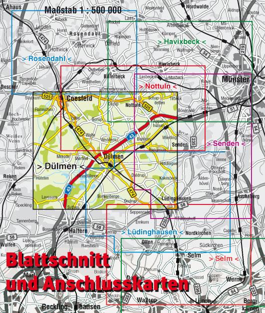 Rückseitencover Dülmen, KVplan, Radkarte/Wanderkarte/Stadtplan, 1:25.000 / 1:15.000 / 1:5.000