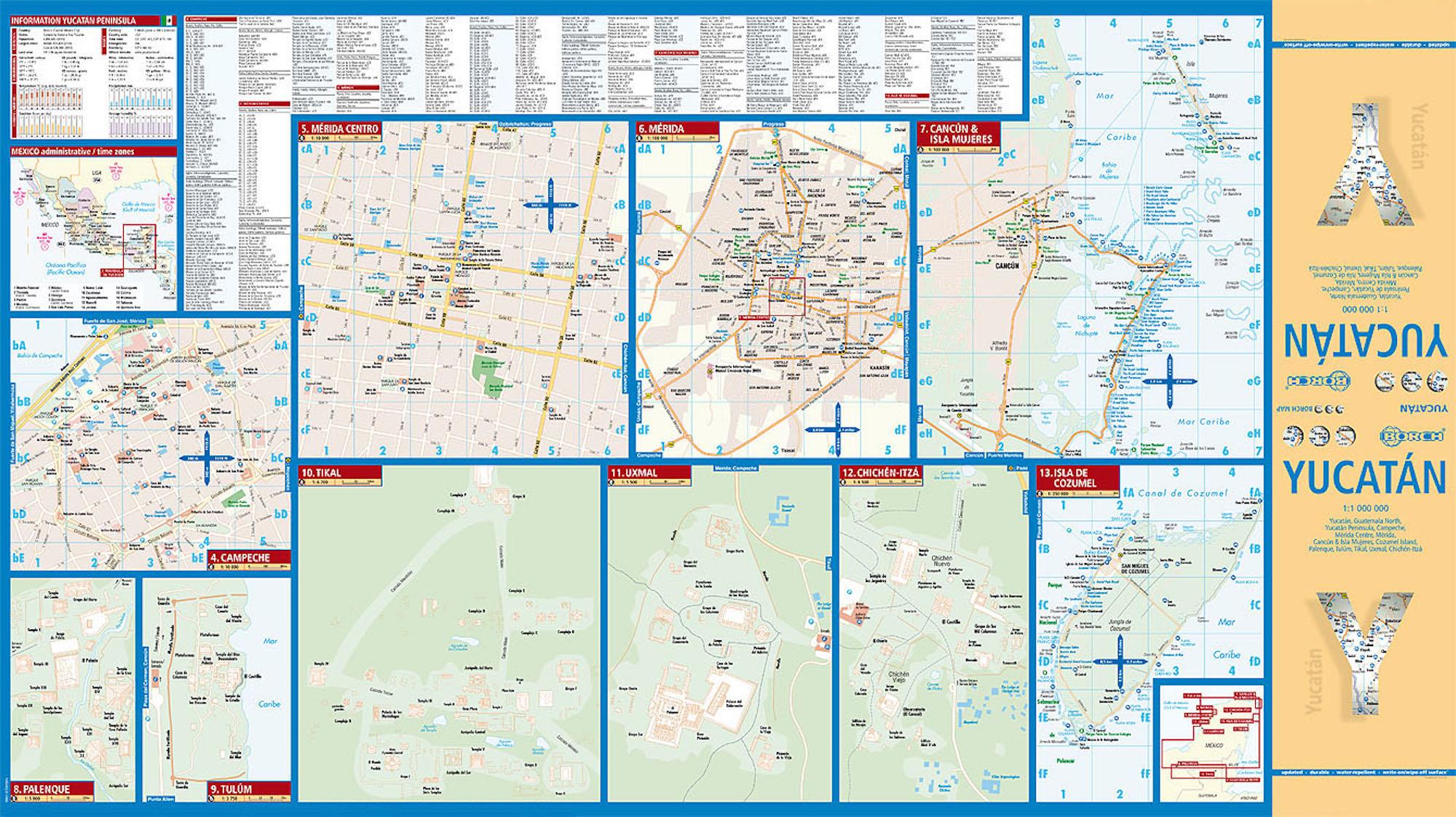 Beispielinhalt (Bild) Yucatan 1 : 1 000 000. Road Map + City Maps