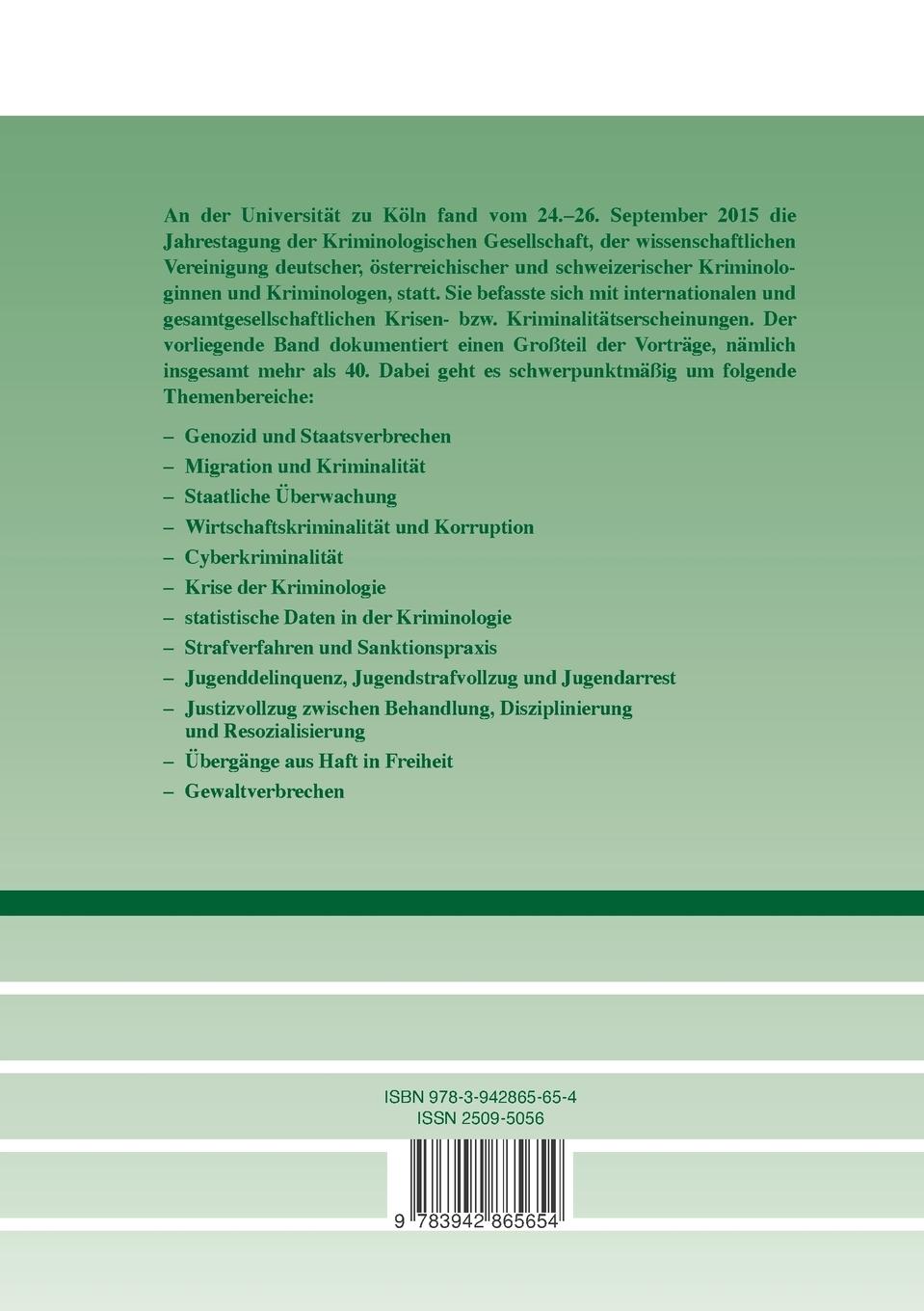 Rückseitencover Krise - Kriminalität - Kriminologie