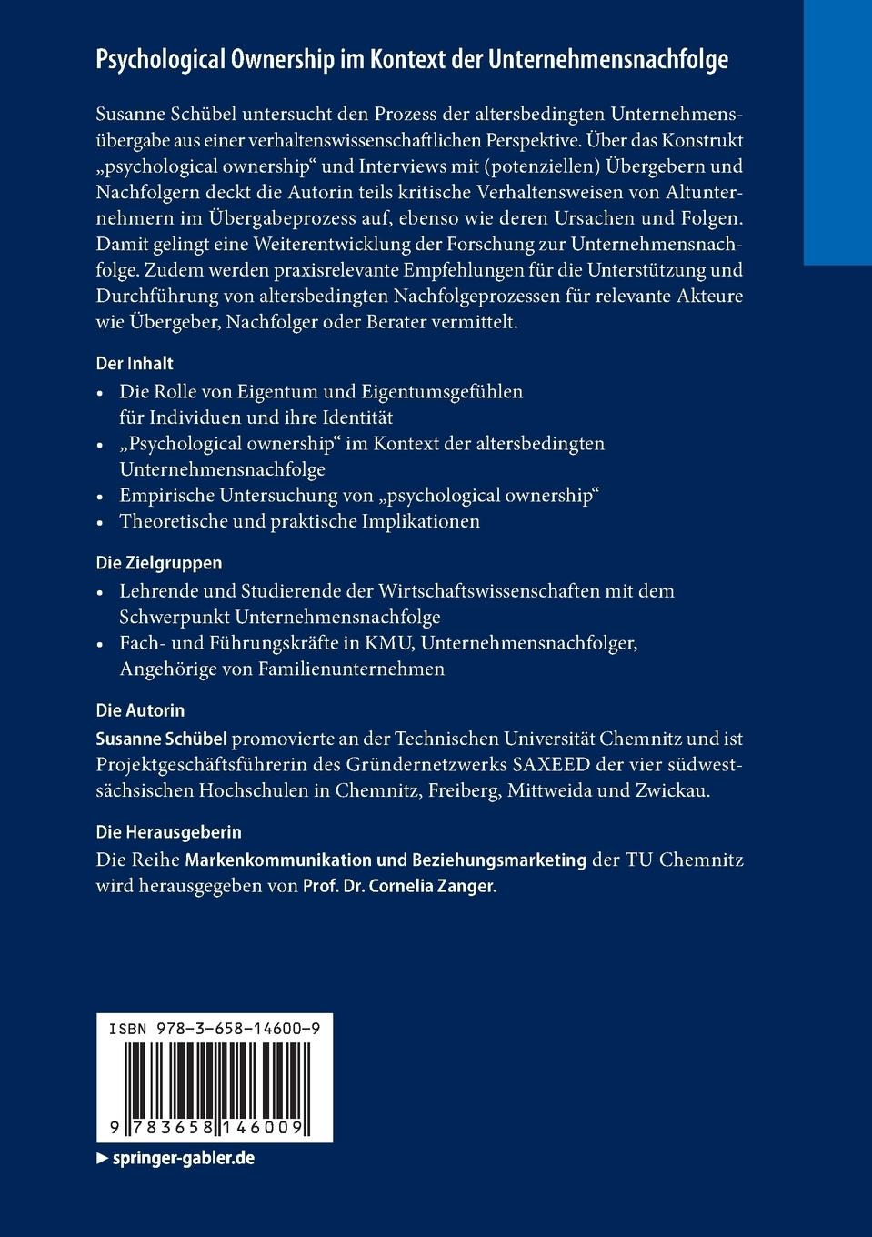 Rückseitencover Psychological Ownership im Kontext der Unternehmensnachfolge