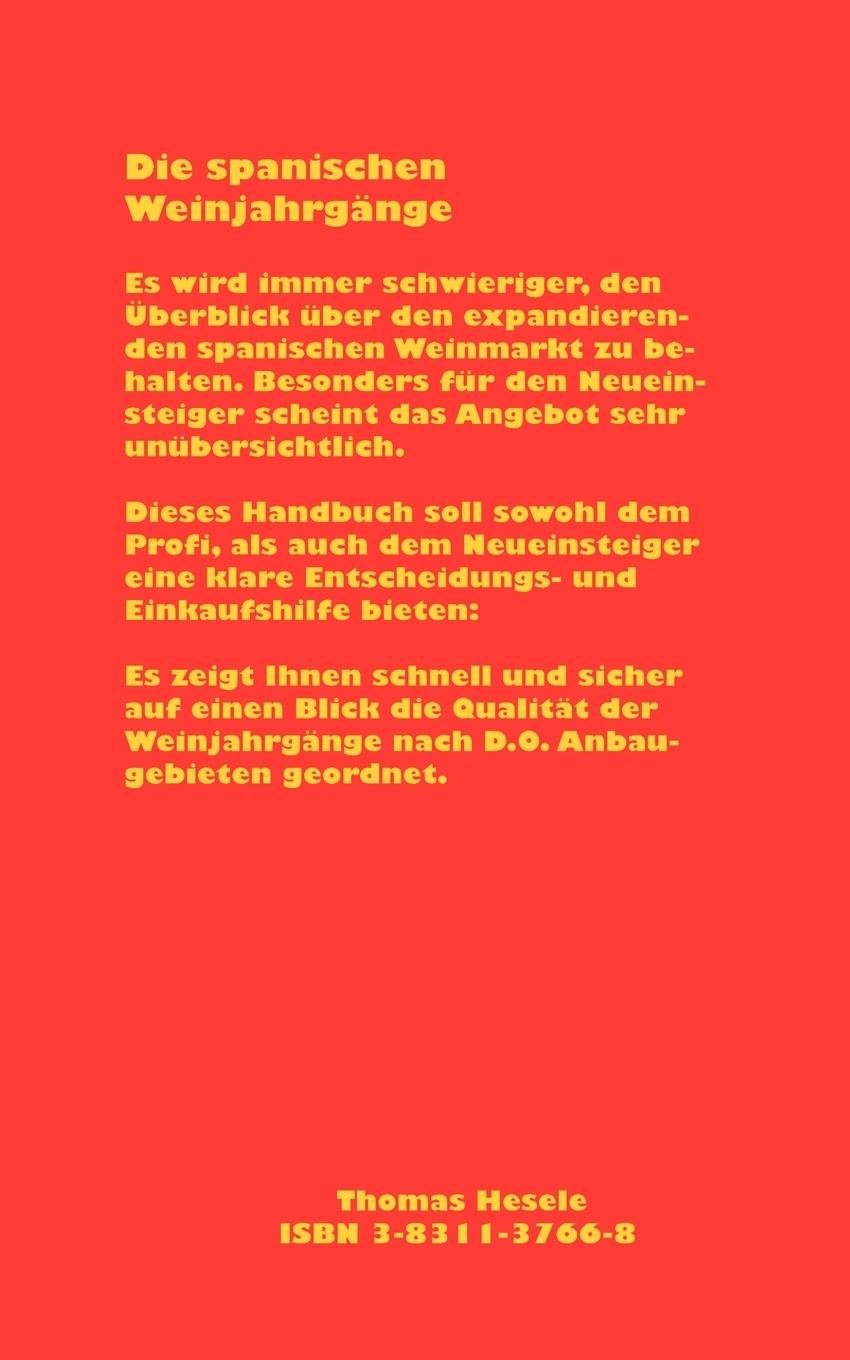 Rückseitencover Die spanischen Weinjahrgänge