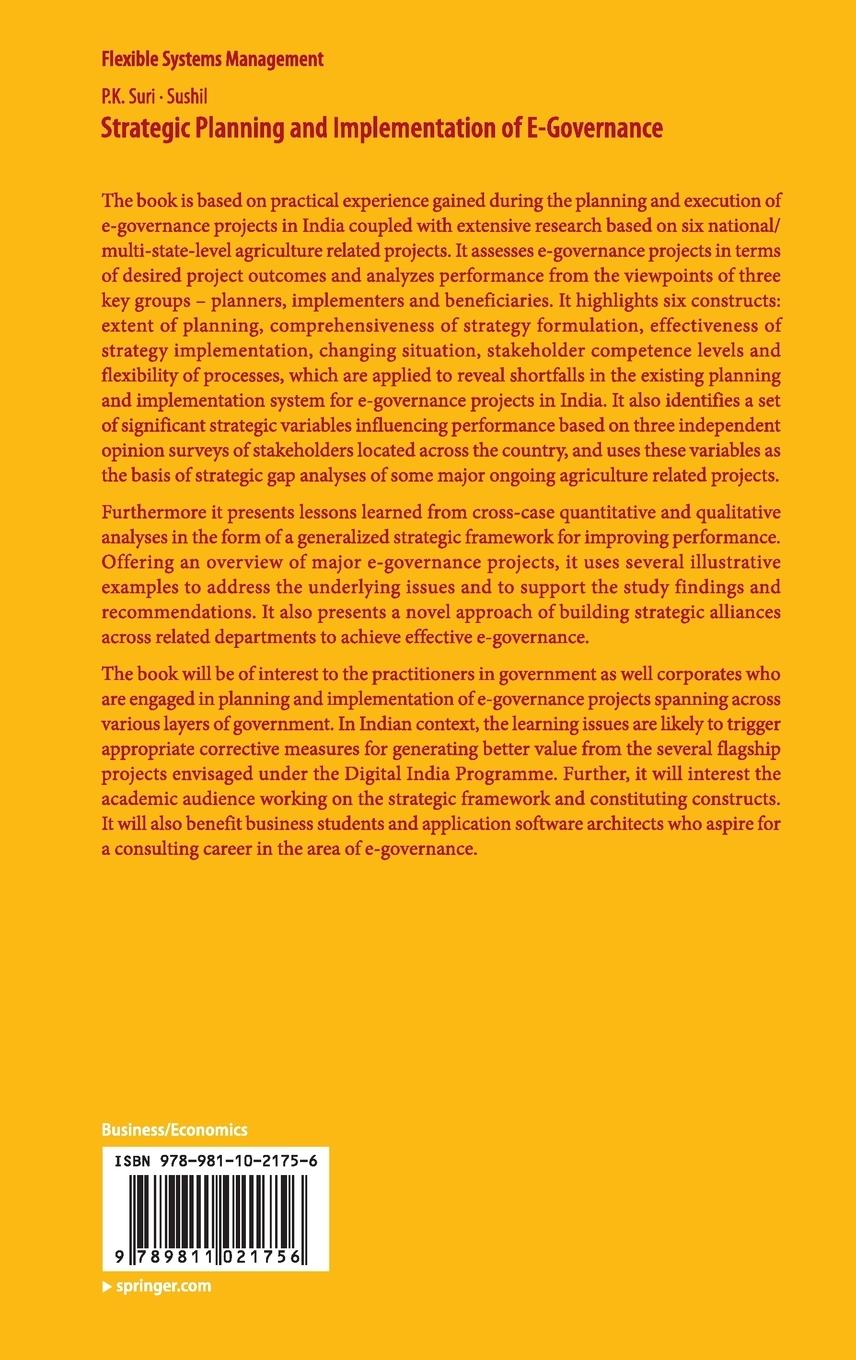 Rückseitencover Strategic Planning and Implementation of E-Governance