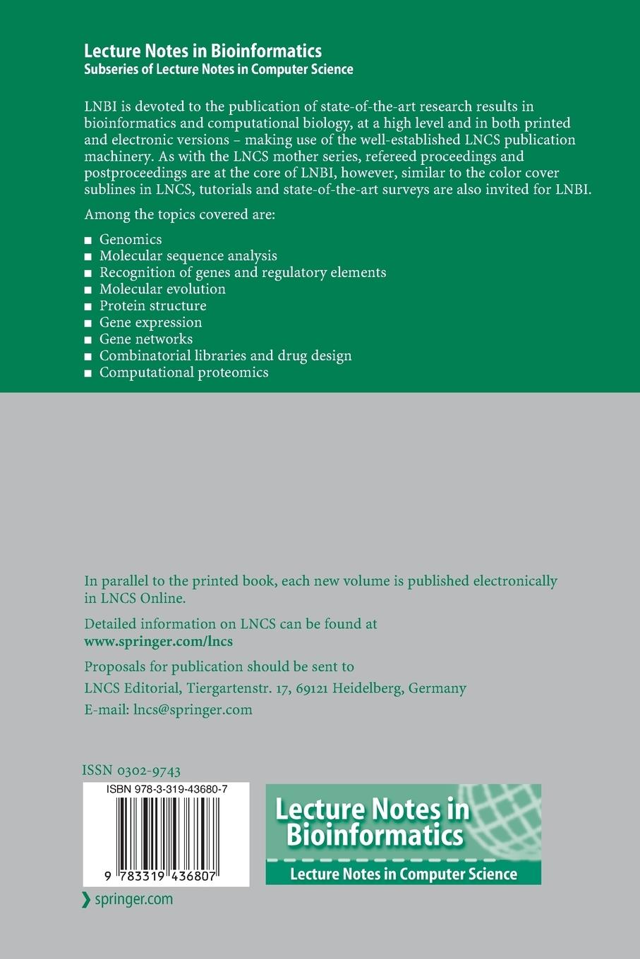 Rückseitencover Algorithms in Bioinformatics