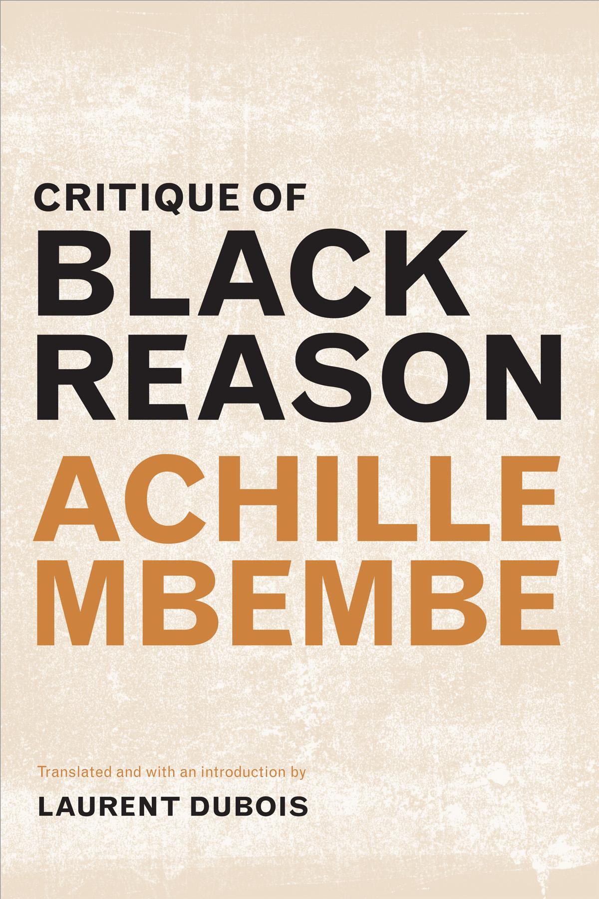 Vorderes Coverbild Critique of Black Reason