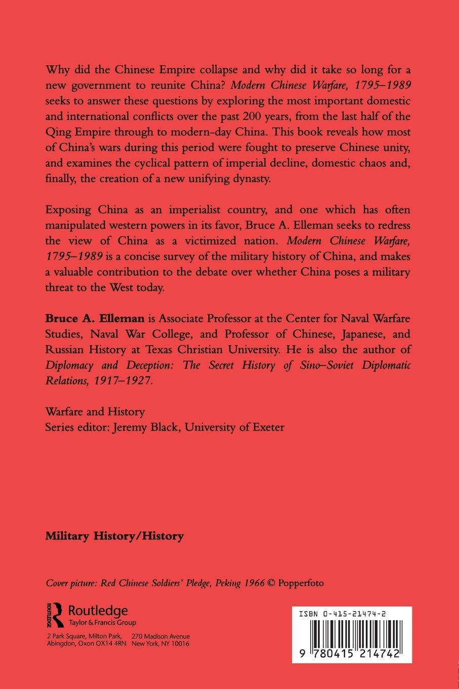Rückseitencover Modern Chinese Warfare, 1795-1989