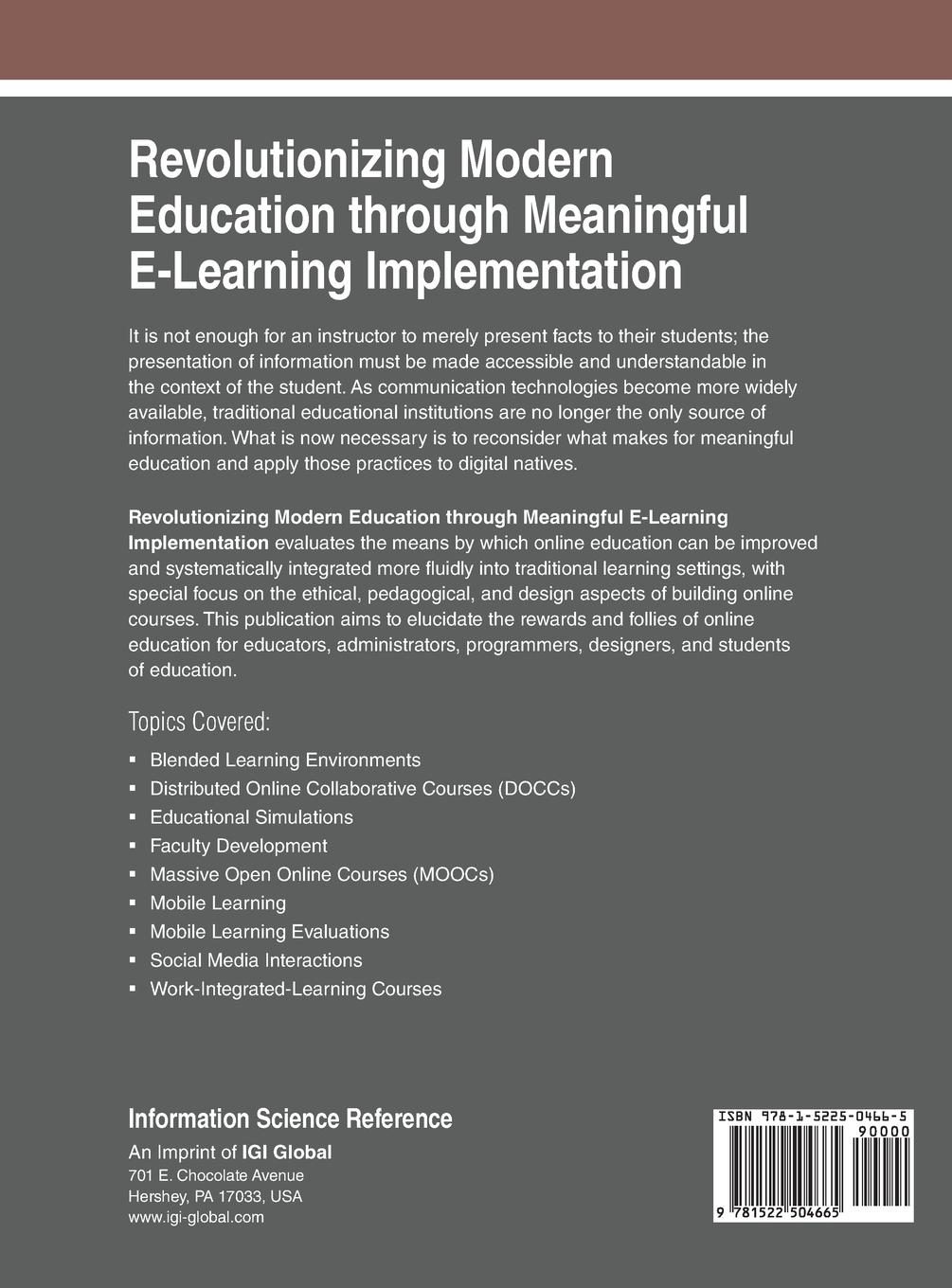 Rückseitencover Revolutionizing Modern Education through Meaningful E-Learning Implementation