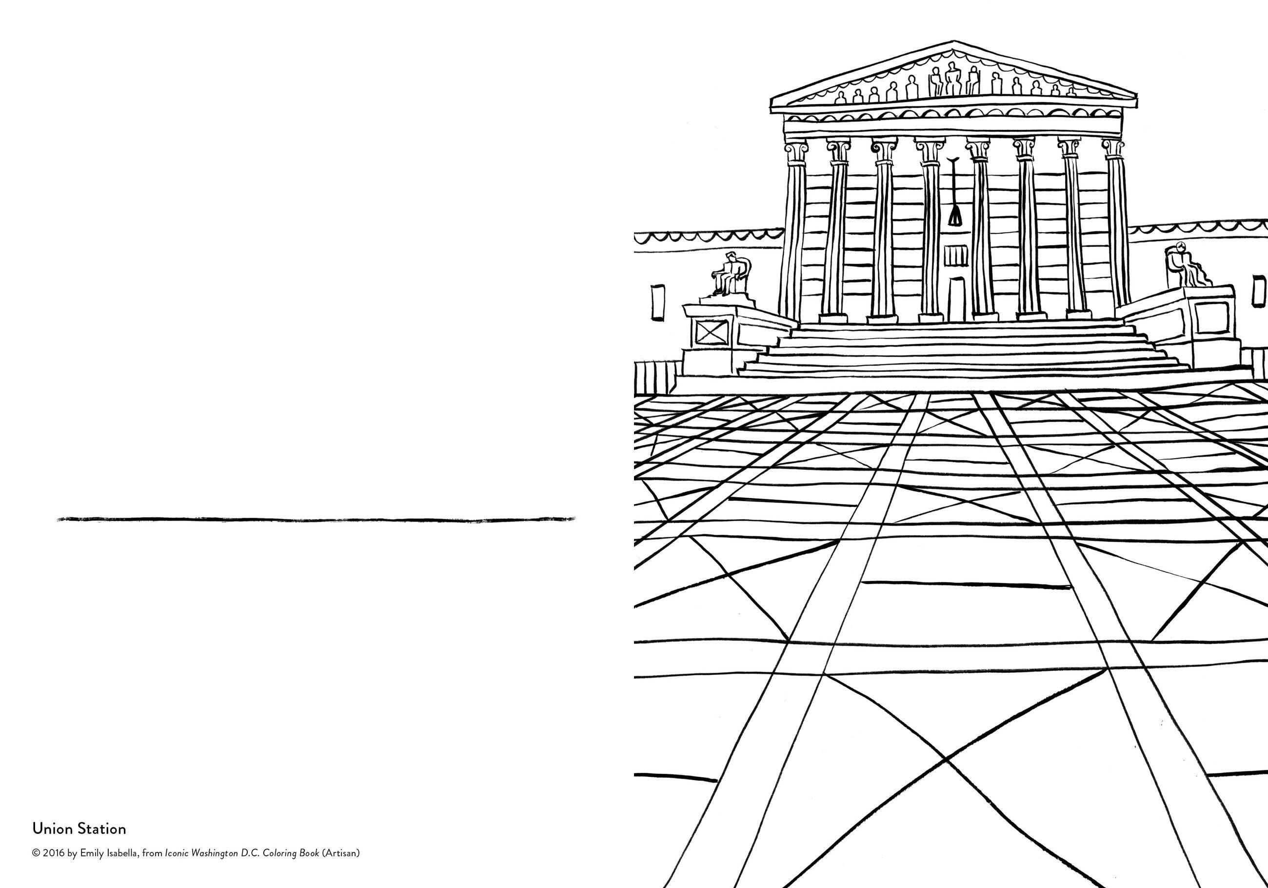 Beispielinhalt (Bild) Iconic Washington D.C. Coloring Book