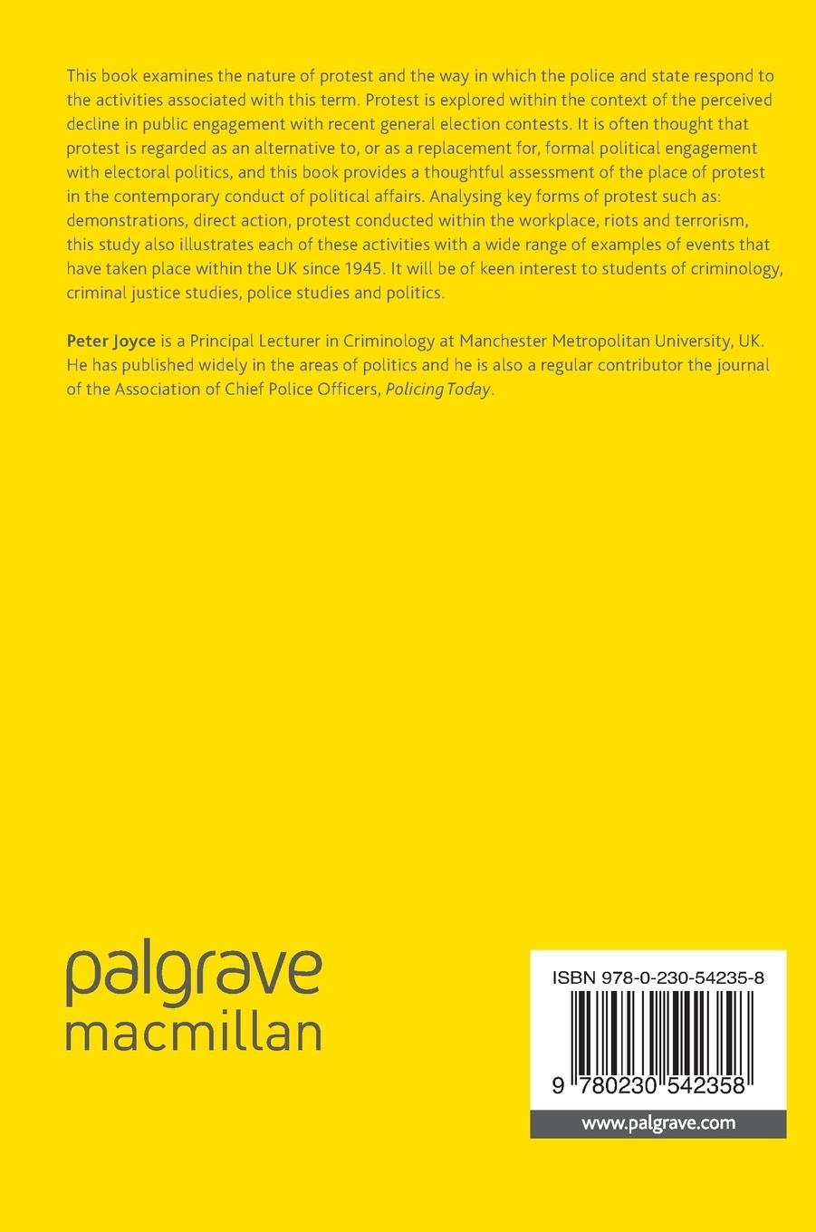 Rückseitencover The Policing of Protest, Disorder and International Terrorism in the UK since 1945