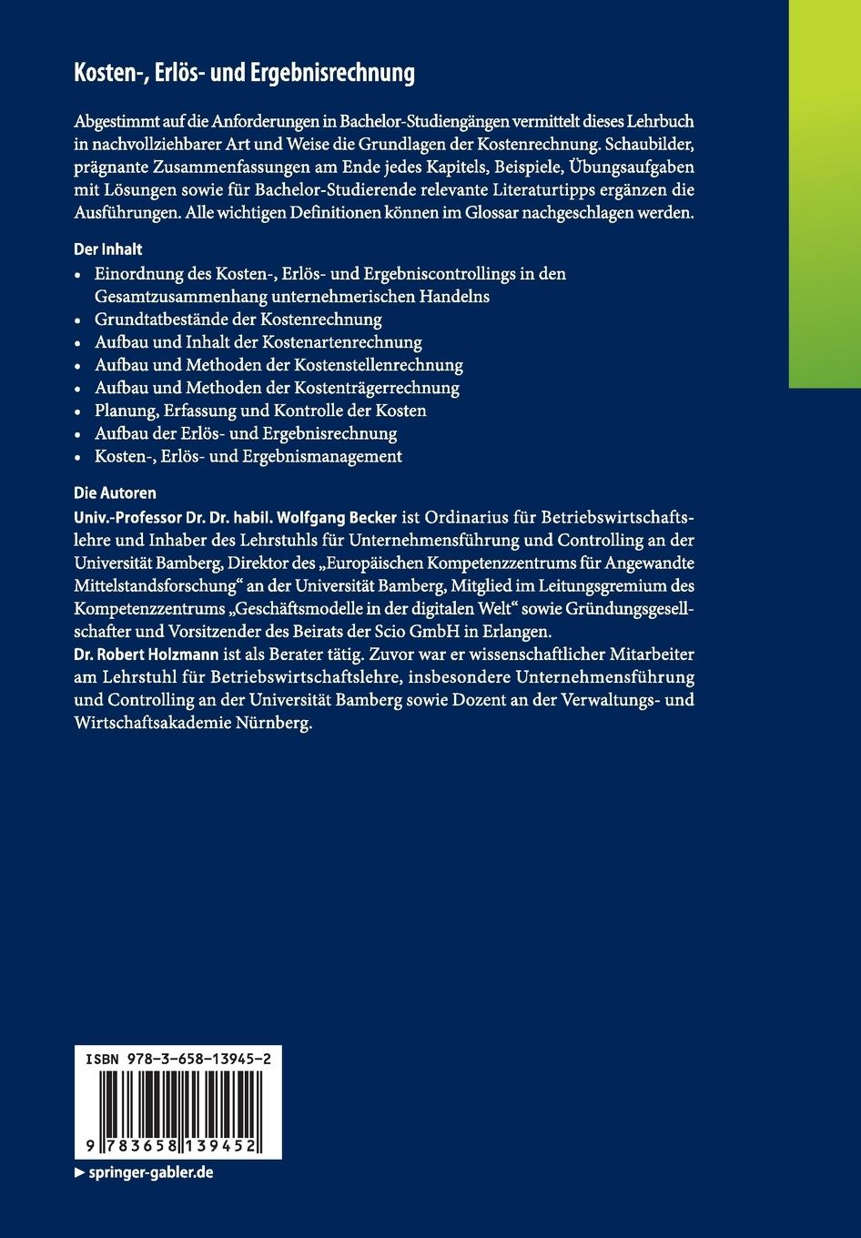 Rückseitencover Kosten-, Erlös- und Ergebnisrechnung