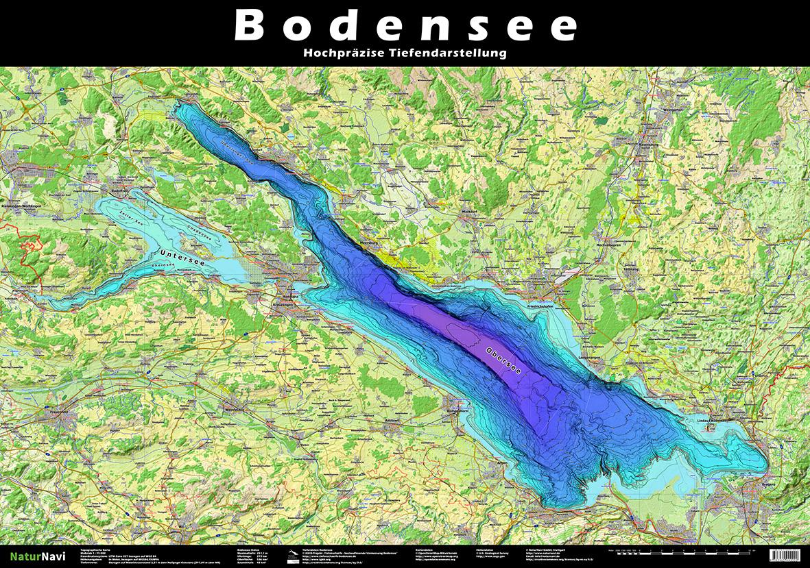Vorderes Coverbild Bodensee Tiefenrelief 1 : 75 000. Poster