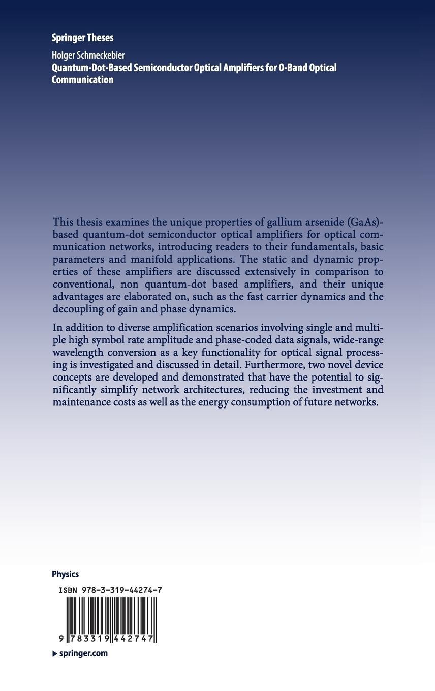 Rückseitencover Quantum-Dot-Based Semiconductor Optical Amplifiers for O-Band Optical Communication