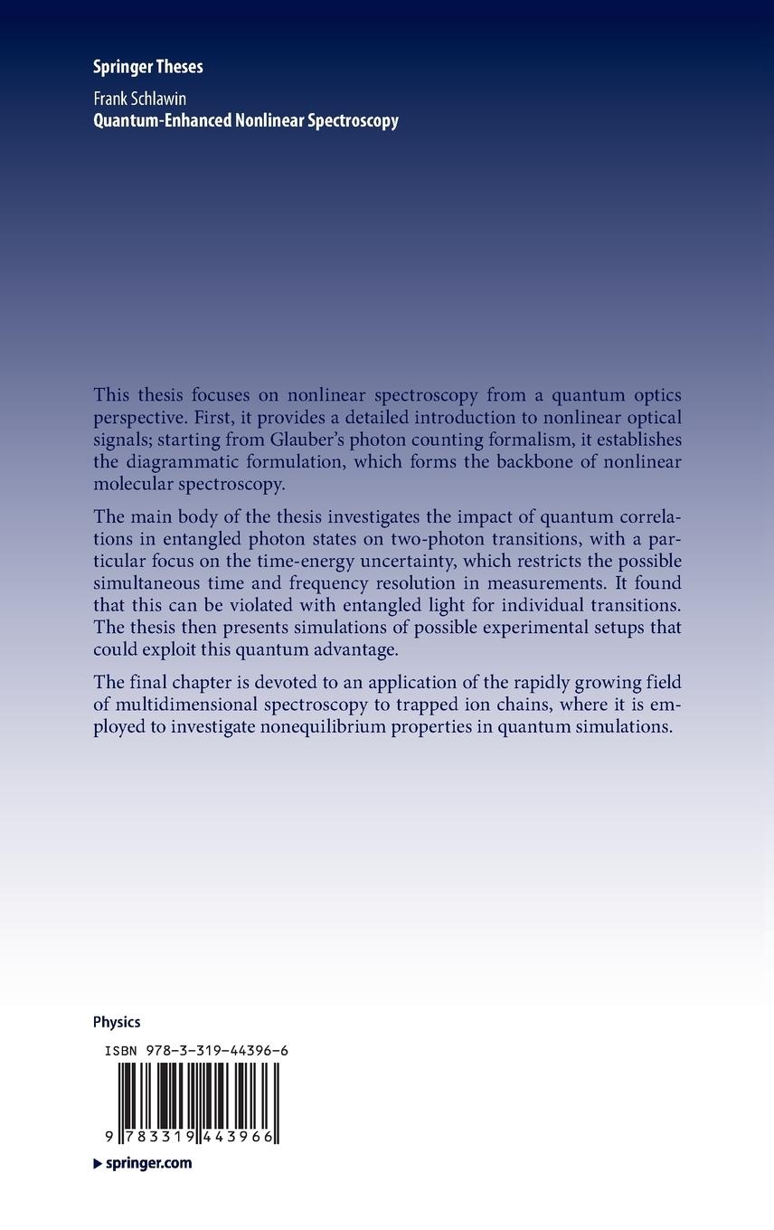 Rückseitencover Quantum-Enhanced Nonlinear Spectroscopy