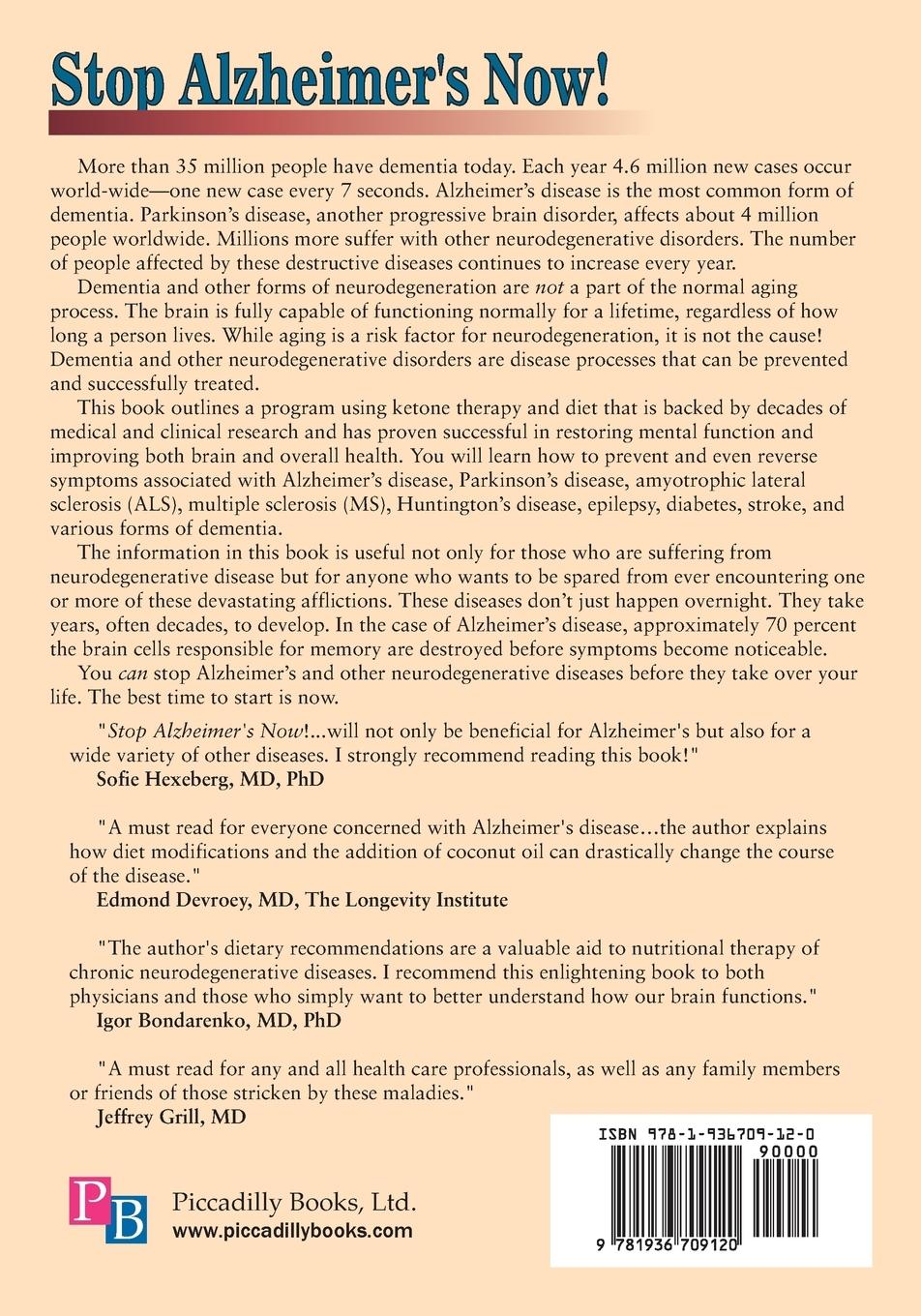 Rückseitencover Stop Alzheimer's Now, Second Edition