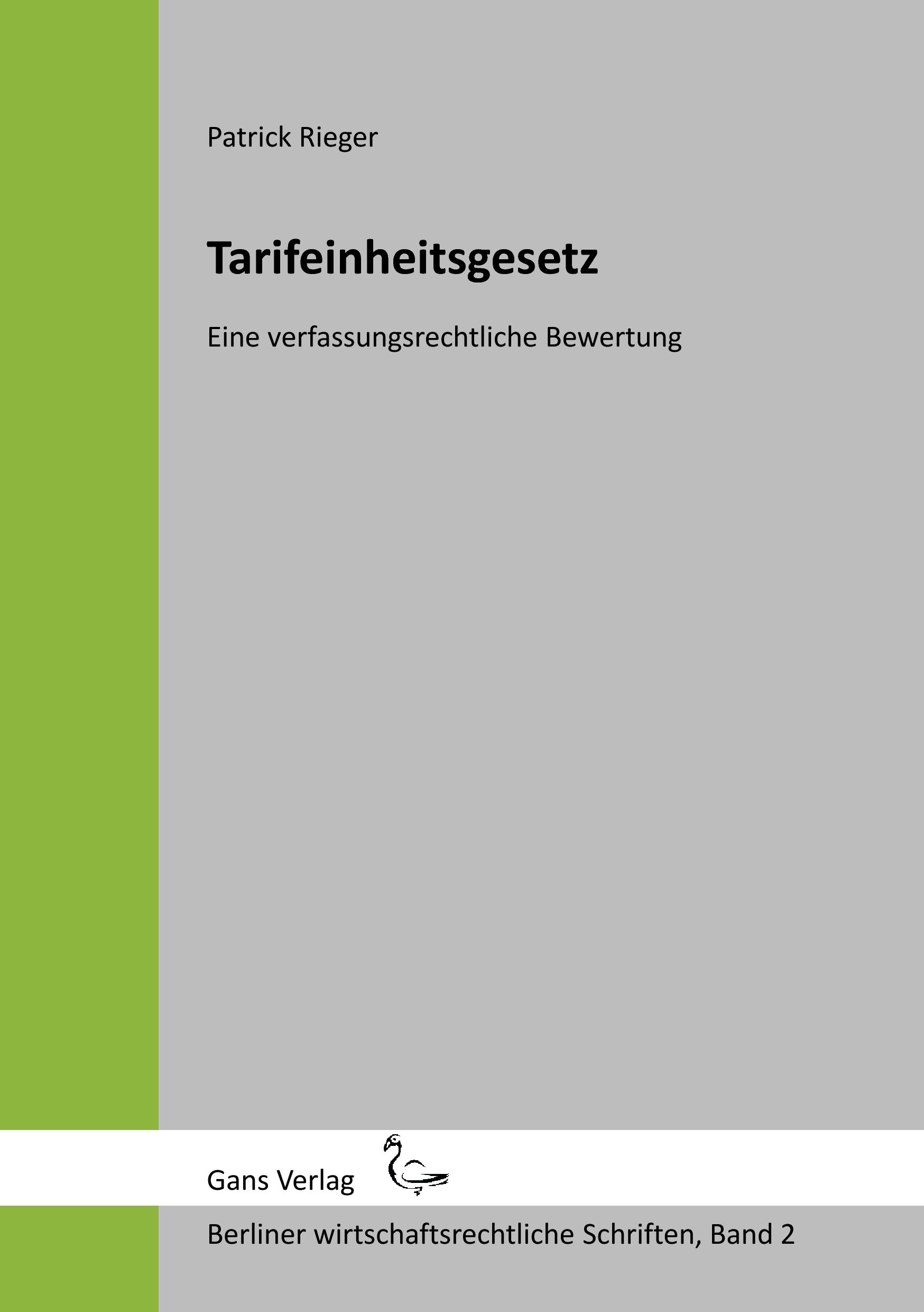 Vorderes Coverbild Tarifeinheitsgesetz