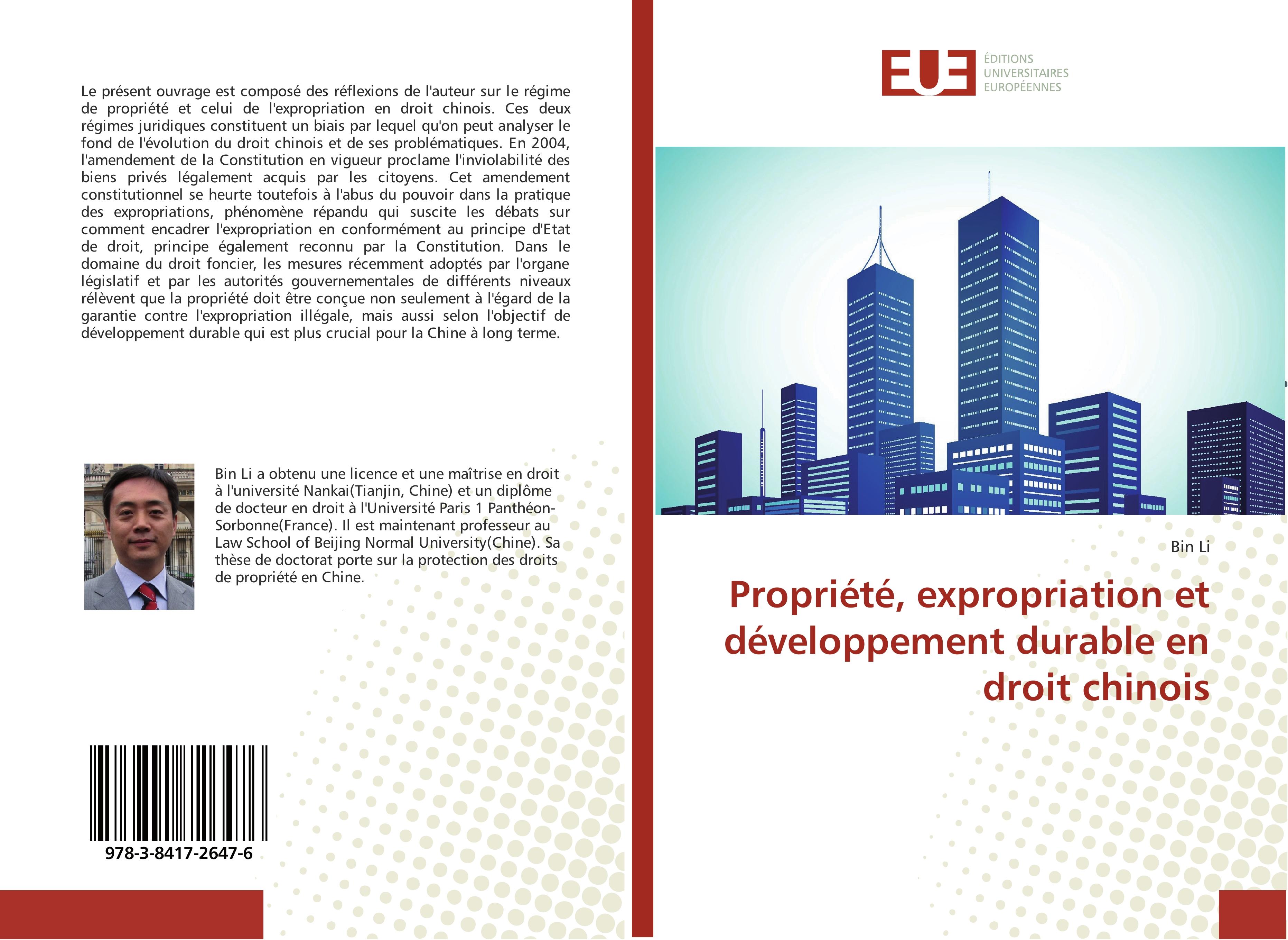 Vorderes Coverbild Propriété, expropriation et développement durable en droit chinois