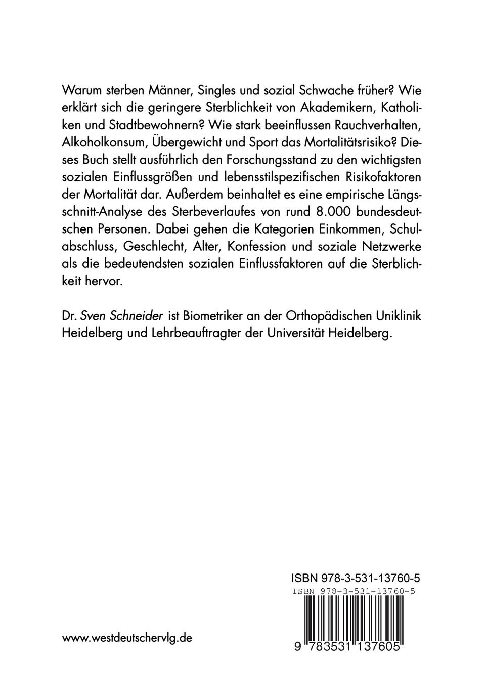 Rückseitencover Lebensstil und Mortalität