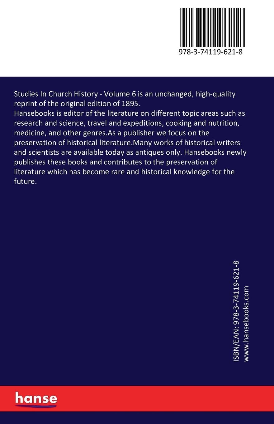 Rückseitencover Studies In Church History