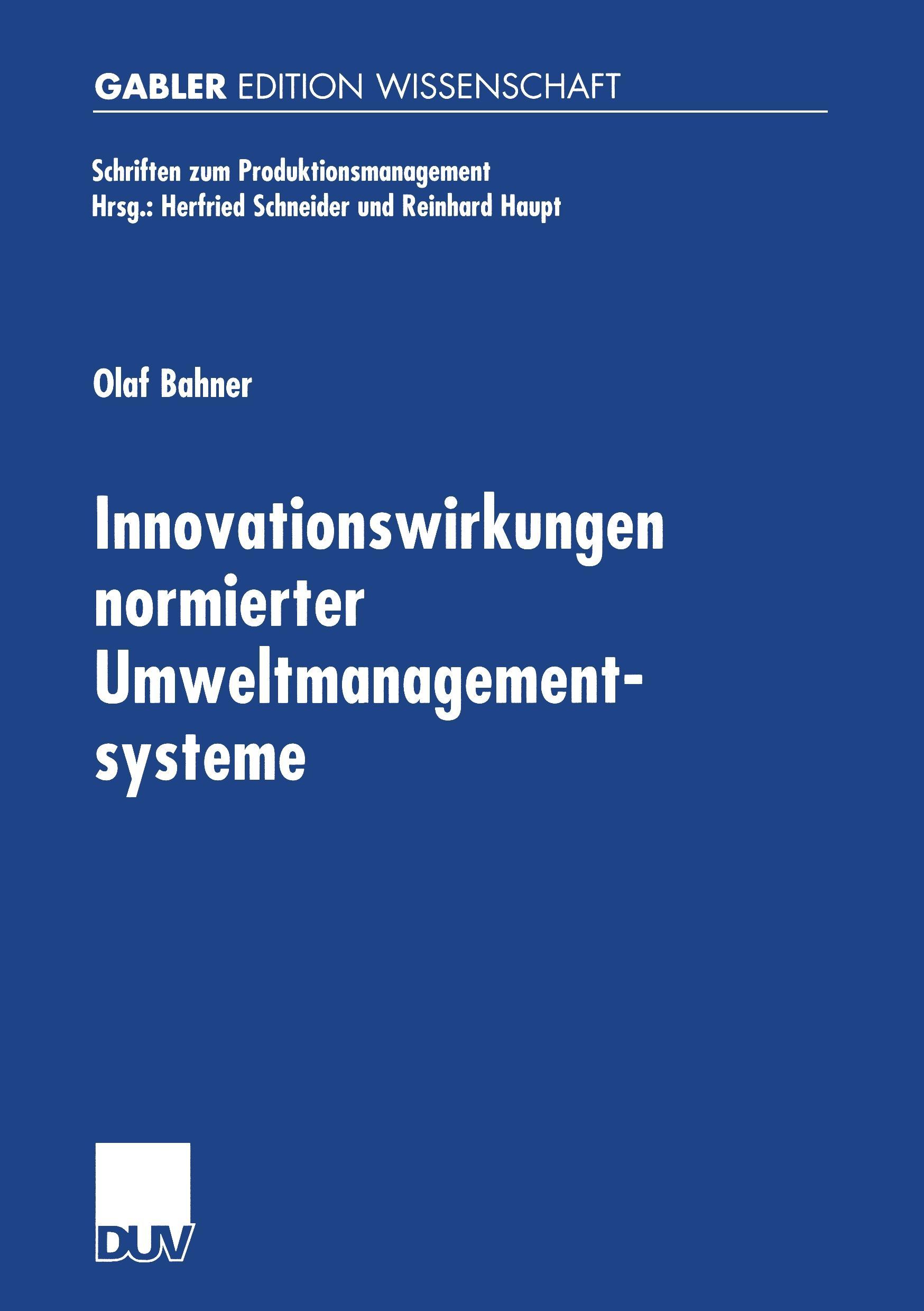 Vorderes Coverbild Innovationswirkungen normierter Umweltmanagementsysteme