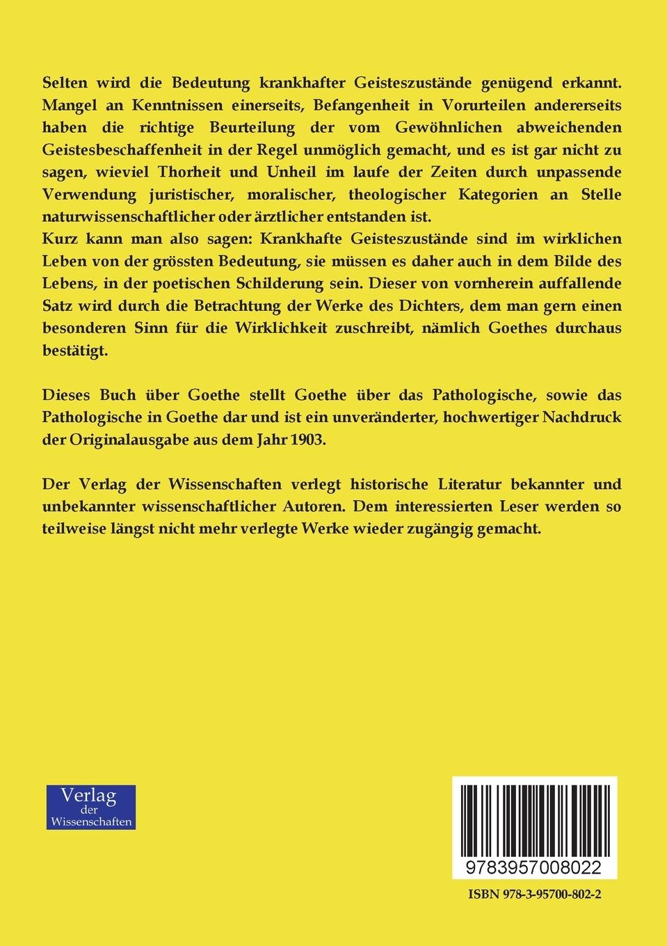 Rückseitencover Goethe über das Pathologische