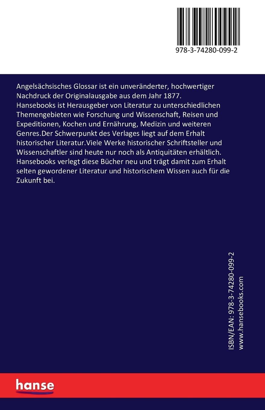 Rückseitencover Angelsächsisches Glossar