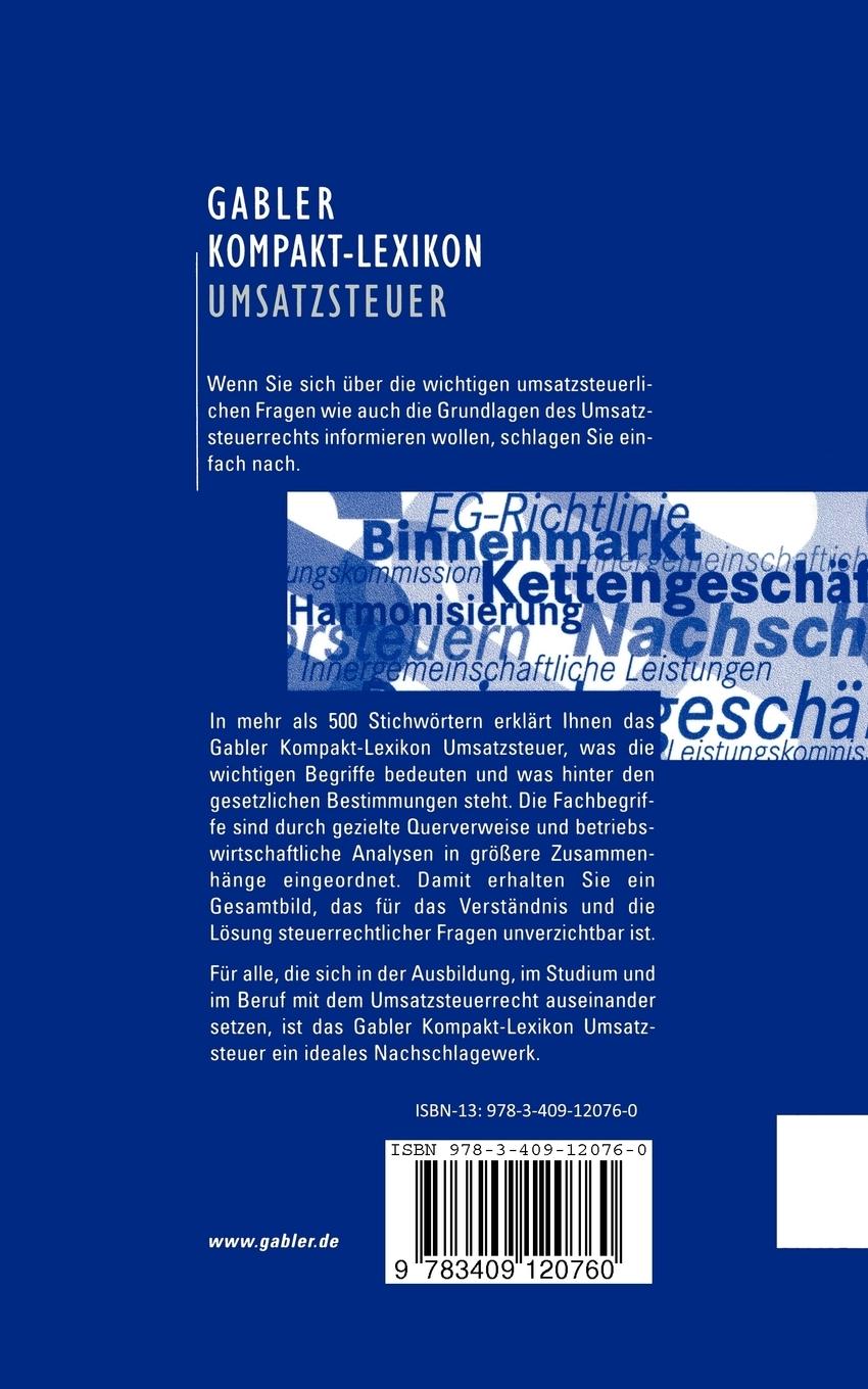 Rückseitencover Gabler Kompakt-Lexikon Umsatzsteuer