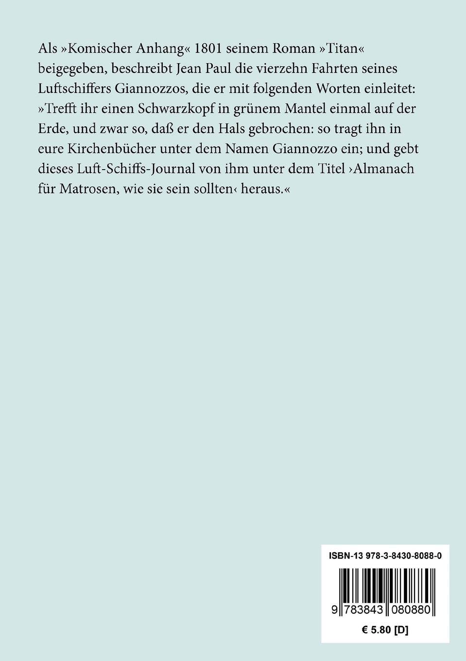 Rückseitencover Des Luftschiffers Giannozzo Seebuch