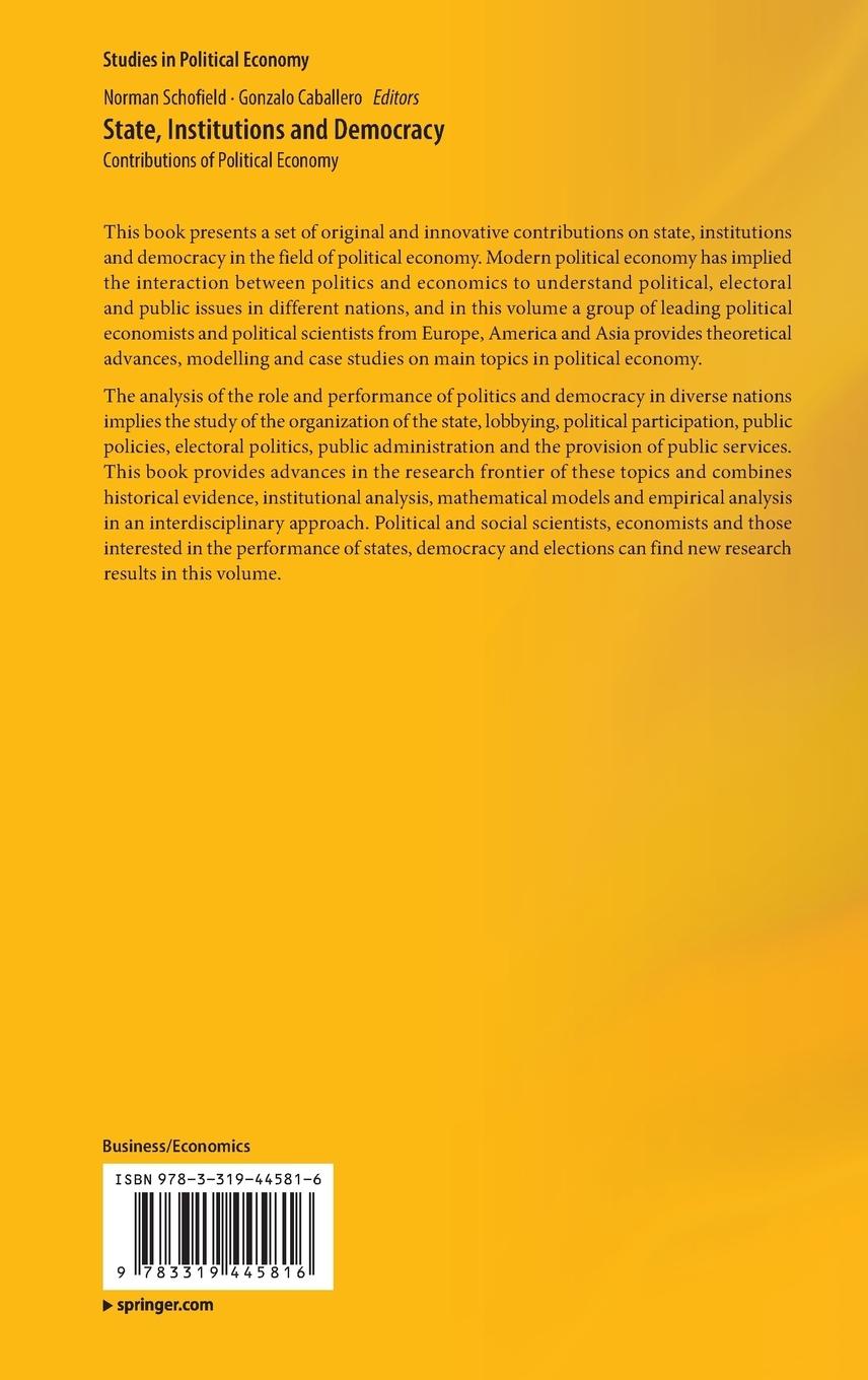 Rückseitencover State, Institutions and Democracy
