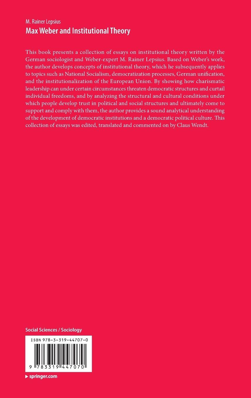 Rückseitencover Max Weber and Institutional Theory