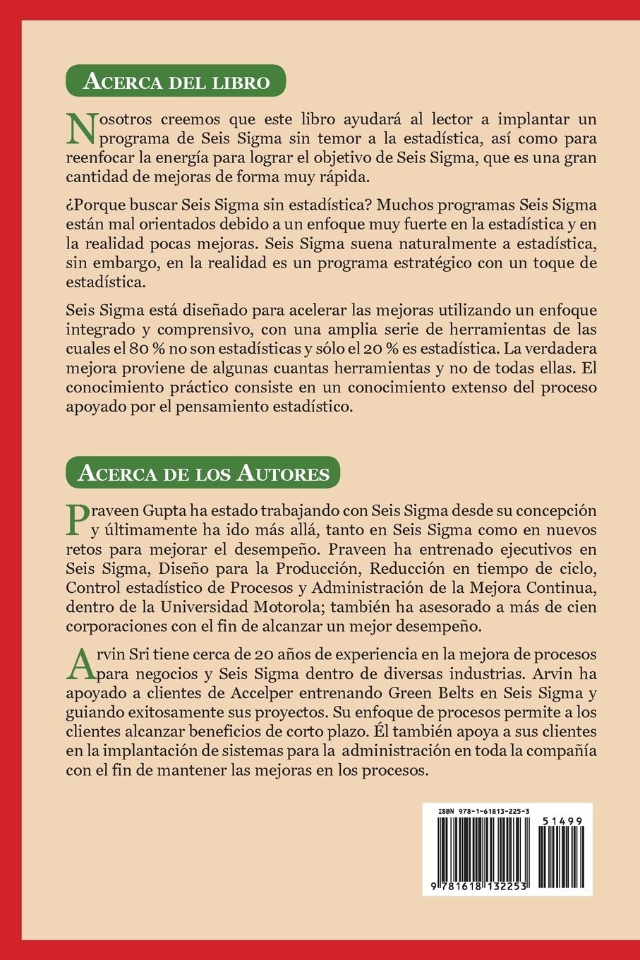 Rückseitencover Seis Sigma sin Estadística