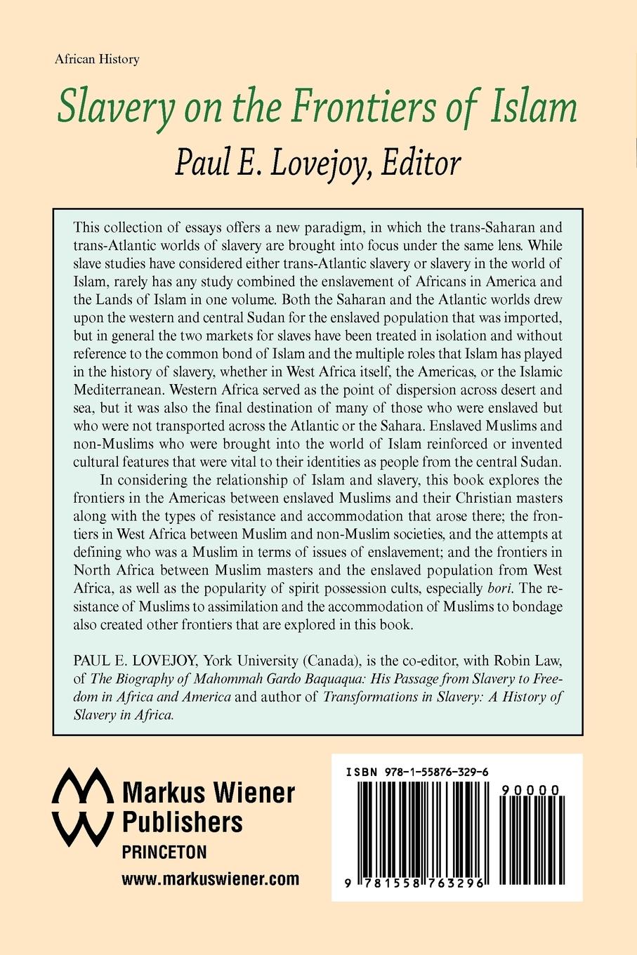 Rückseitencover Slavery on the Frontiers of Islam