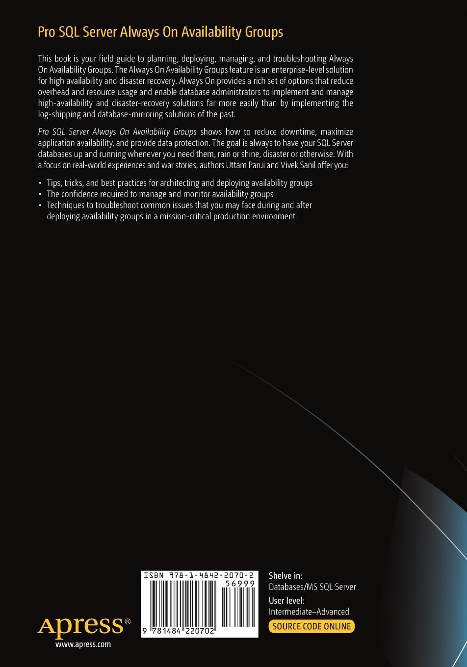 Rückseitencover Pro SQL Server Always On Availability Groups