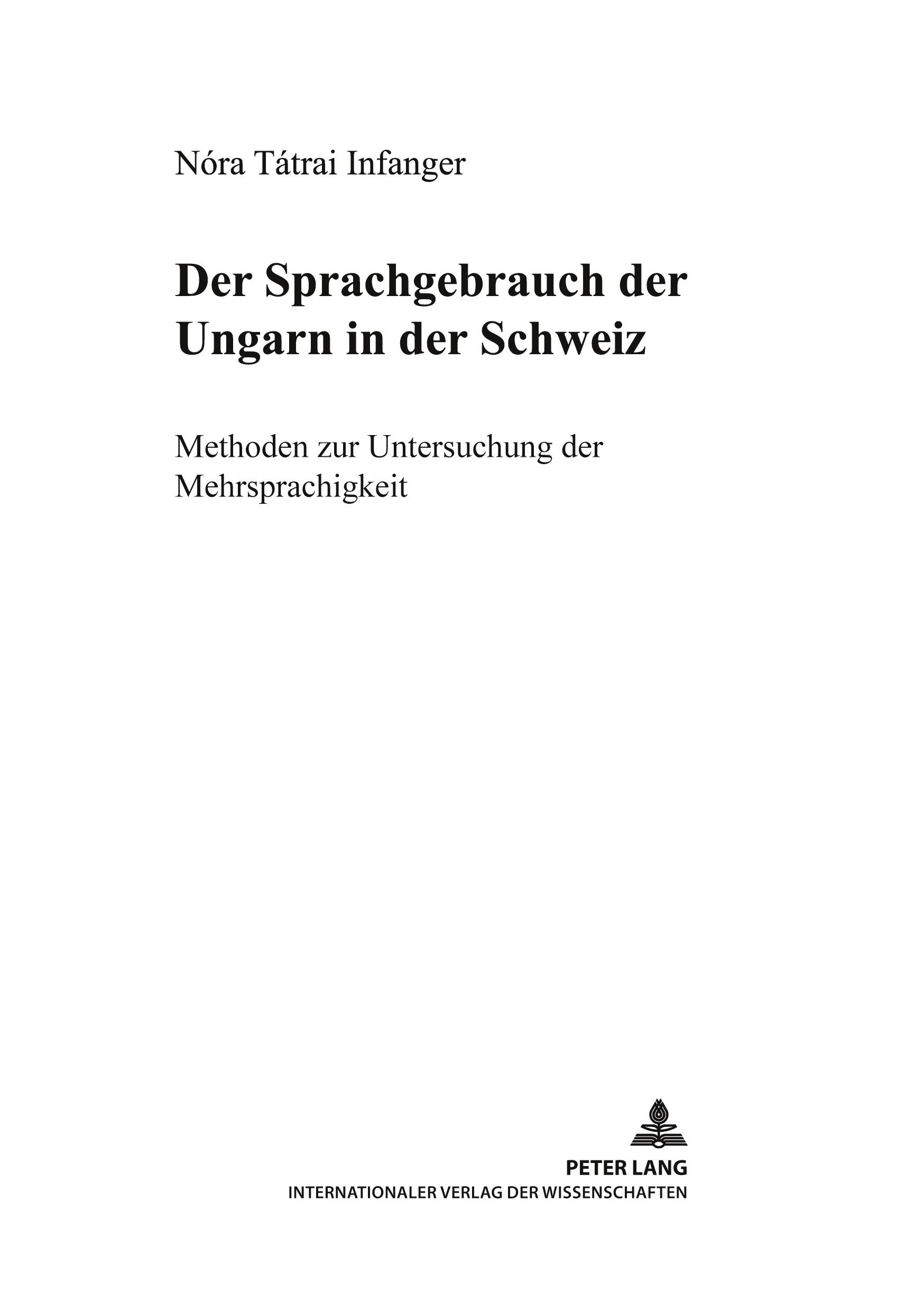 Vorderes Coverbild Der Sprachgebrauch der Ungarn in der Schweiz