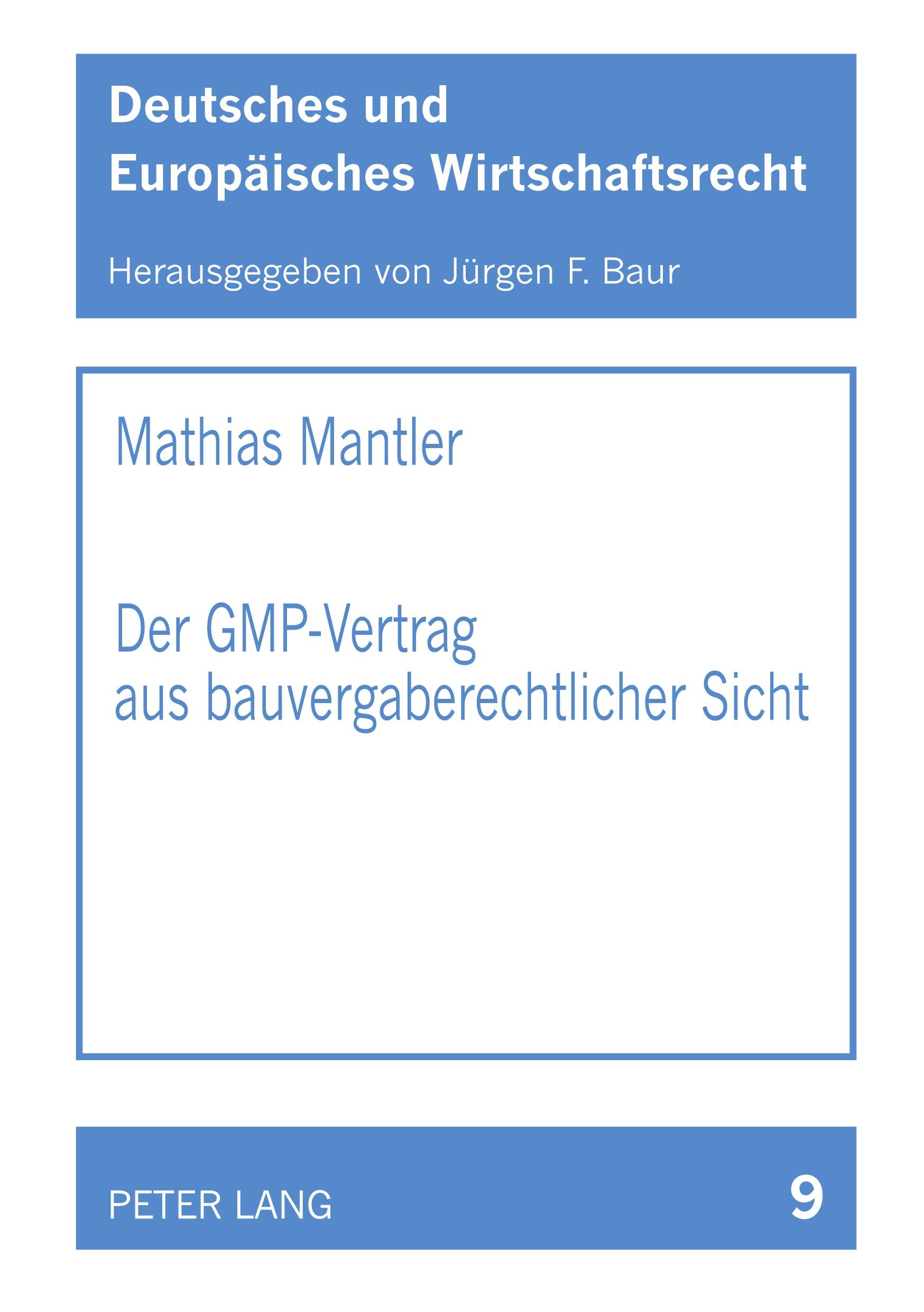 Vorderes Coverbild Der GMP-Vertrag aus bauvergaberechtlicher Sicht