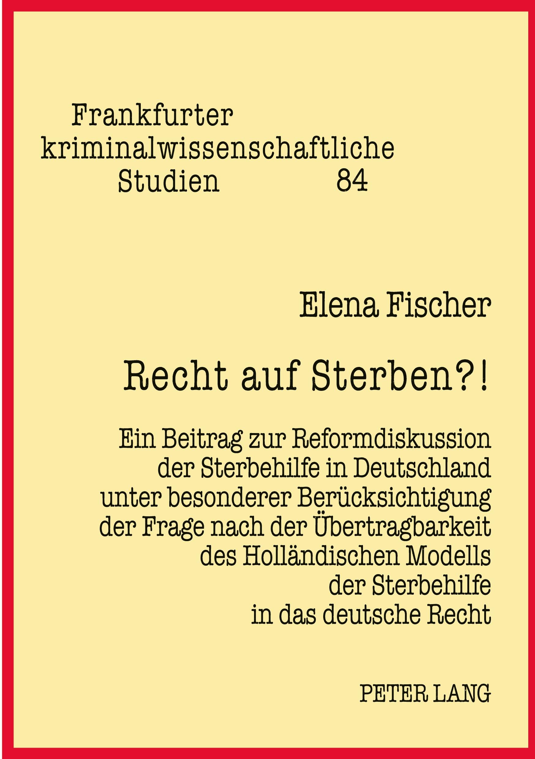 Vorderes Coverbild Recht auf Sterben?!