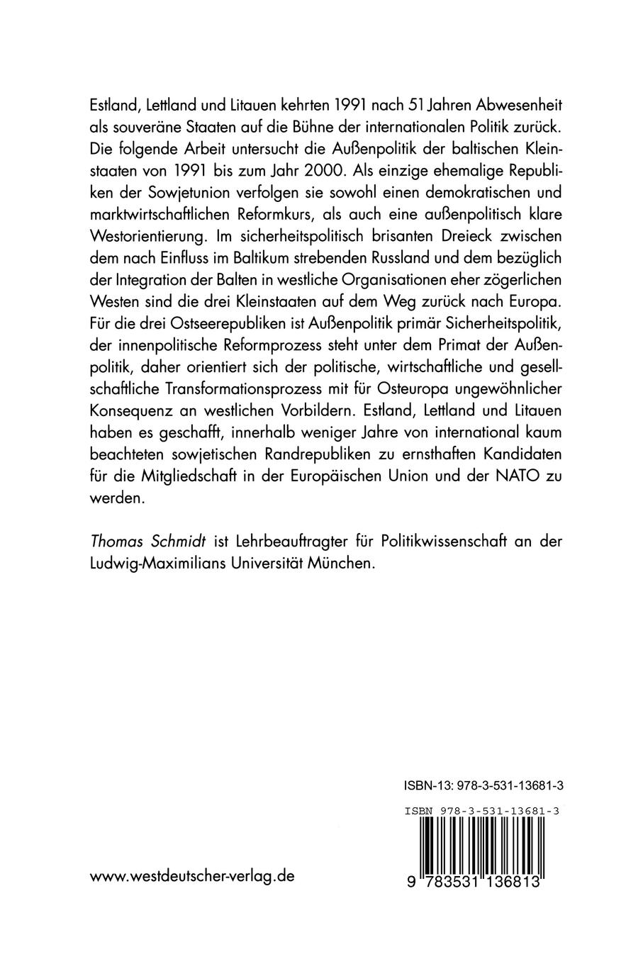 Rückseitencover Die Außenpolitik der baltischen Staaten
