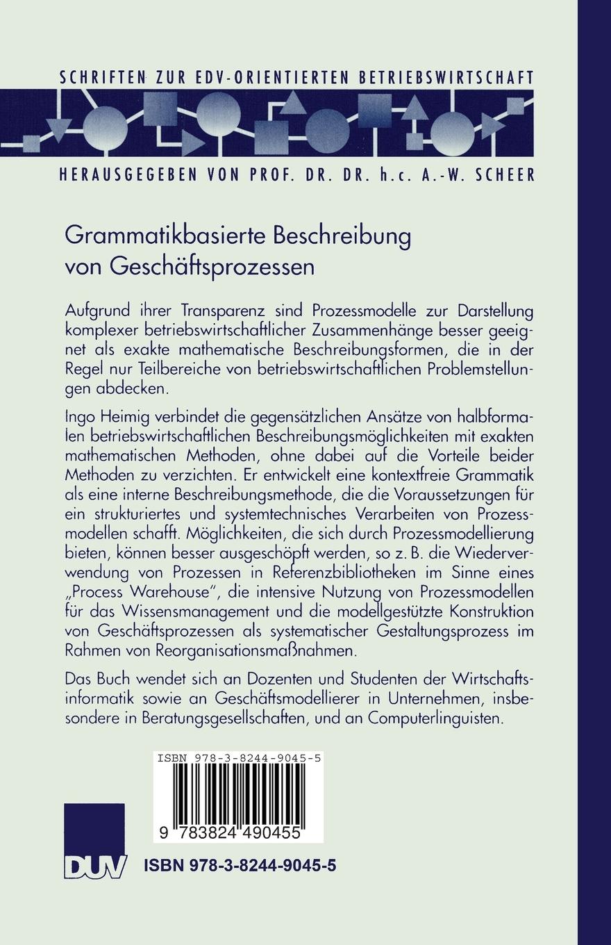 Rückseitencover Grammatikbasierte Beschreibung von Geschäftsprozessen