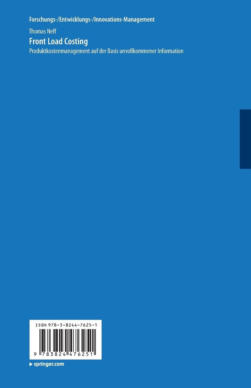 Rückseitencover Front Load Costing