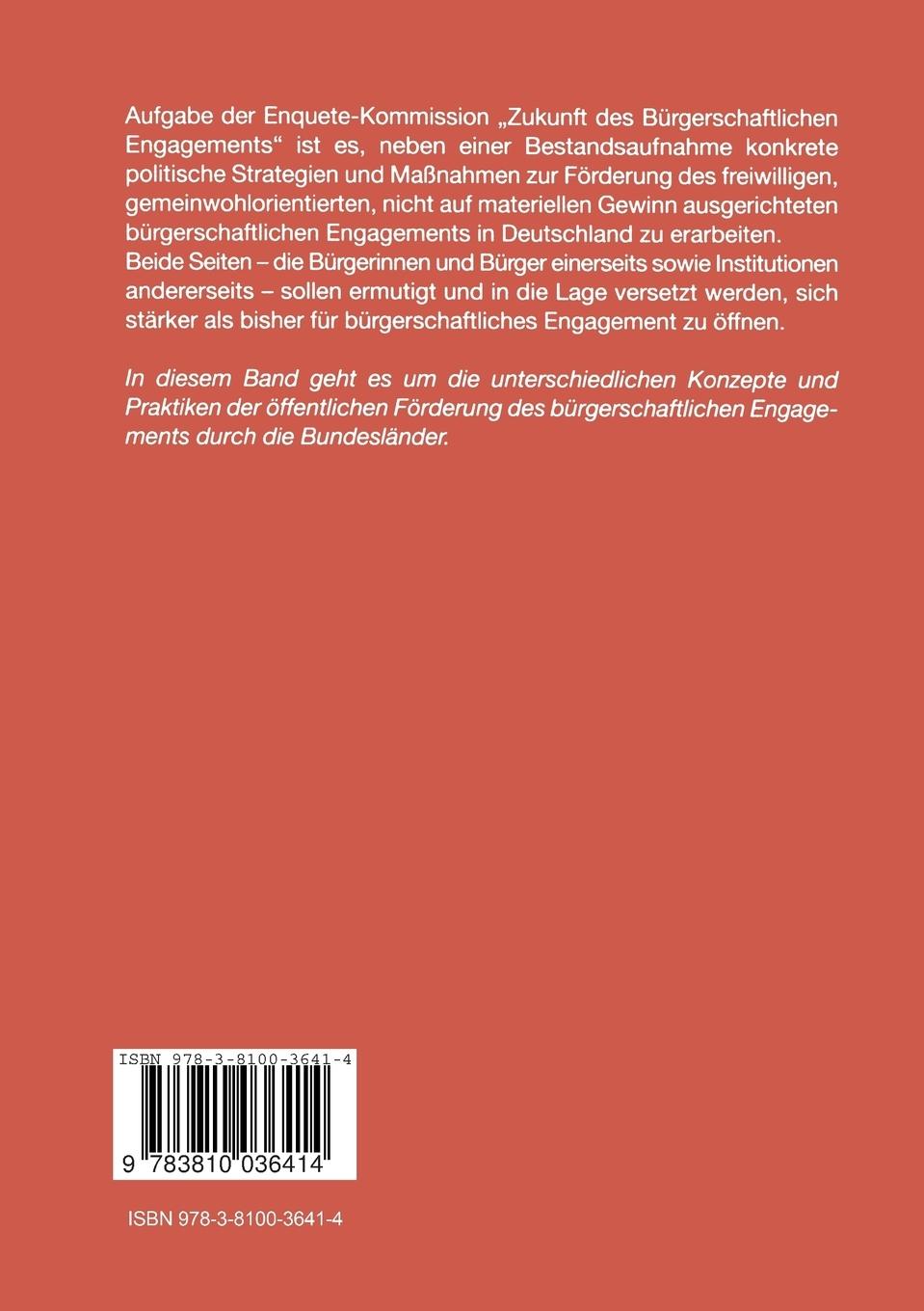 Rückseitencover Politik des bürgerschaftlichen Engagements in den Bundesländern