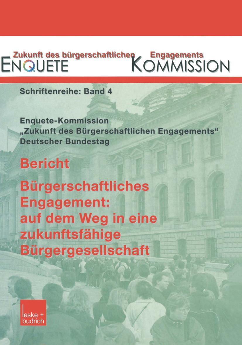 Vorderes Coverbild Bericht. Bürgerschaftliches Engagement: auf dem Weg in eine zukunftsfähige Bürgergesellschaft