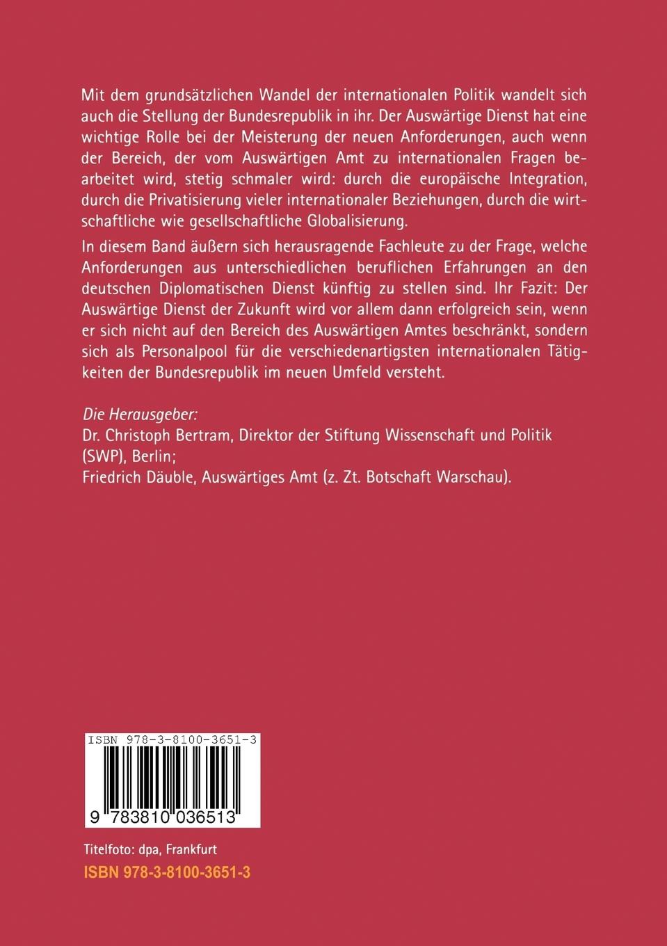 Rückseitencover Wem dient der Auswärtige Dienst?