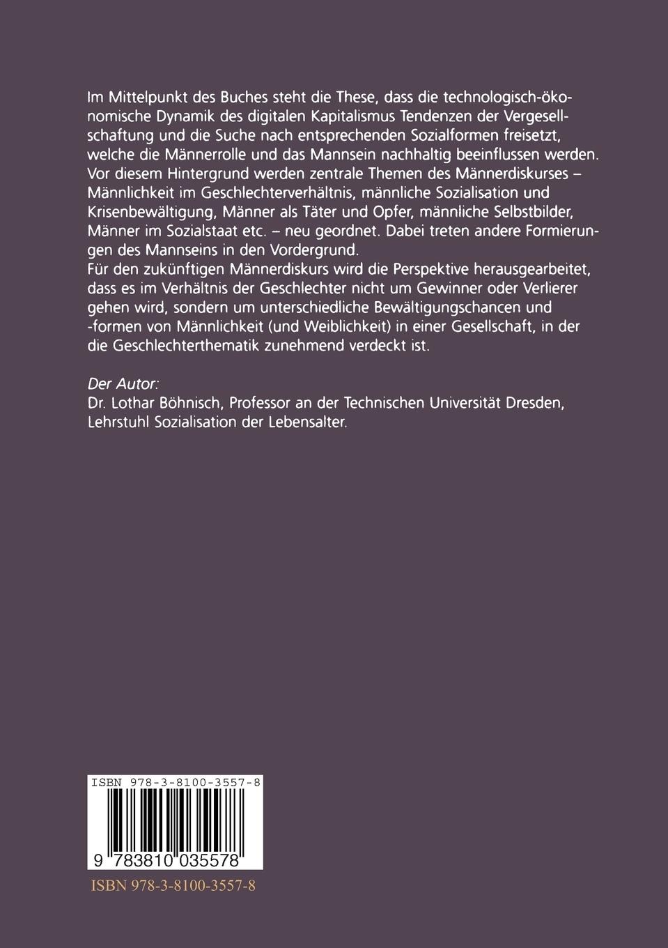 Rückseitencover Die Entgrenzung der Männlichkeit