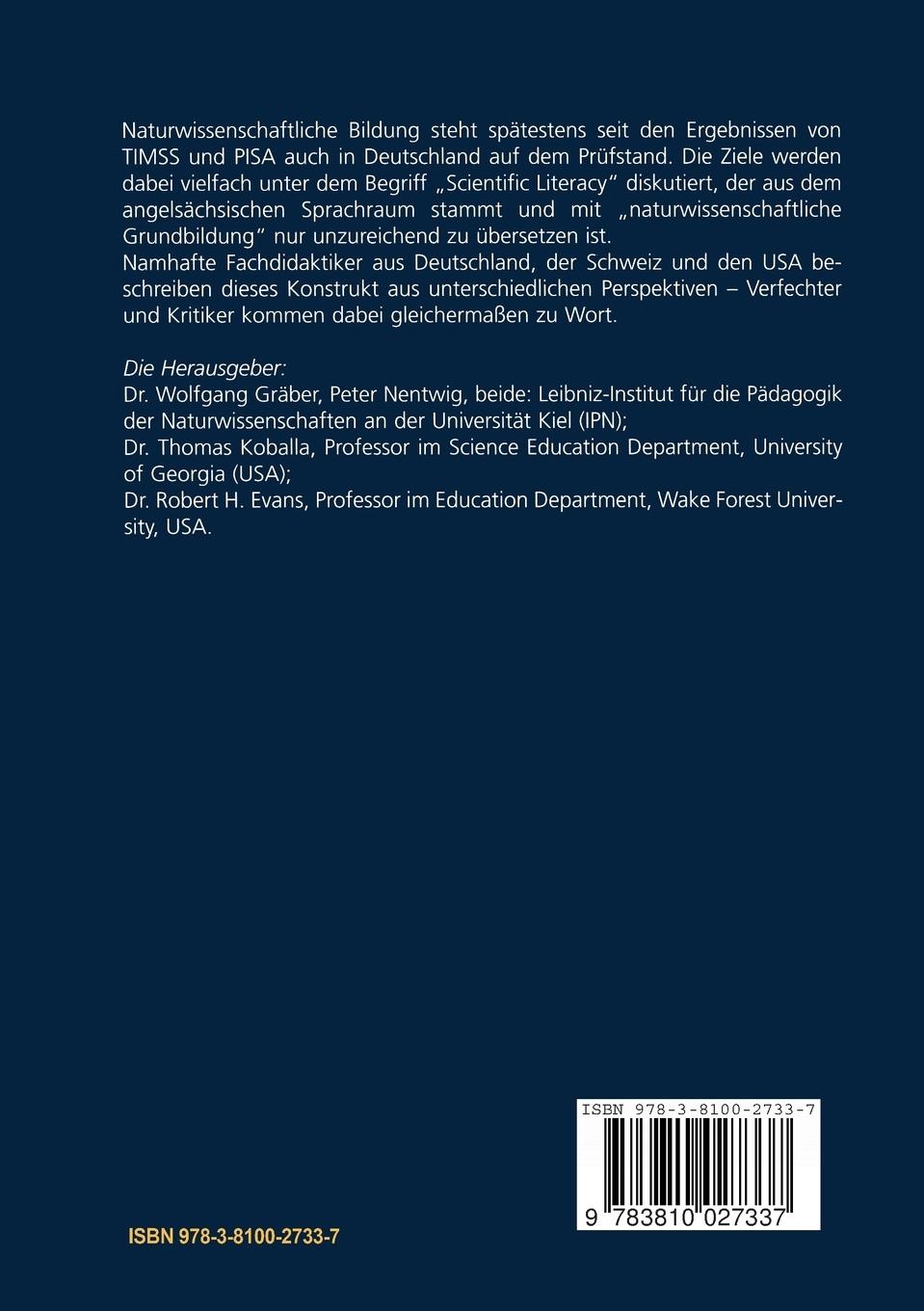 Rückseitencover Scientific Literacy