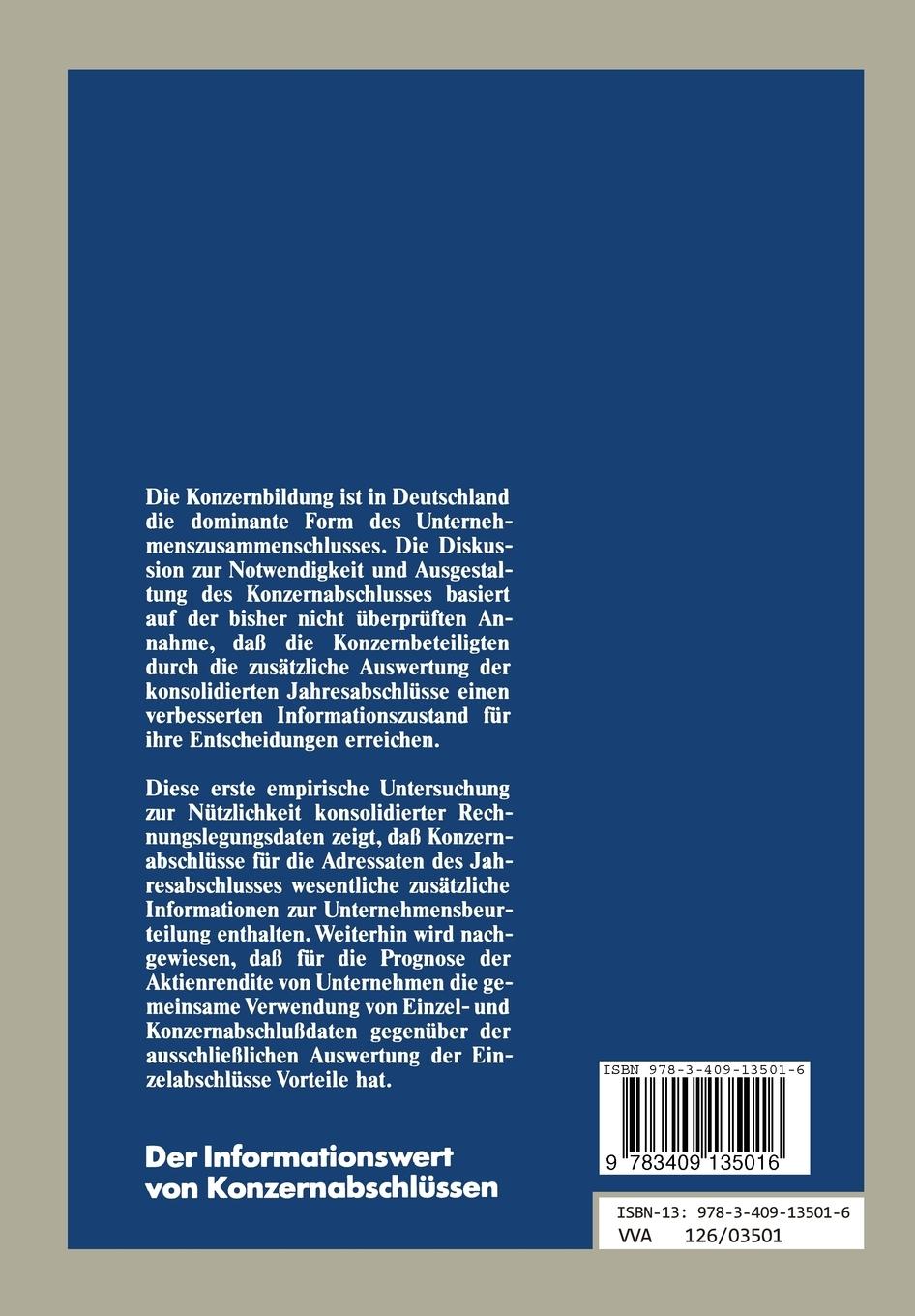 Rückseitencover Der Informationswert von Konzernabschlüssen