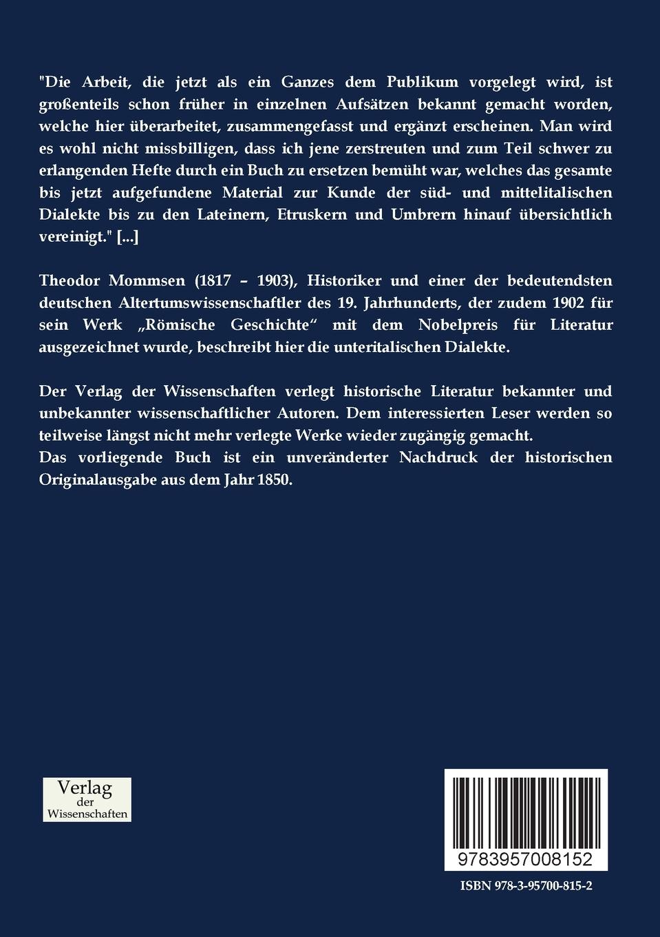 Rückseitencover Die unteritalischen Dialekte