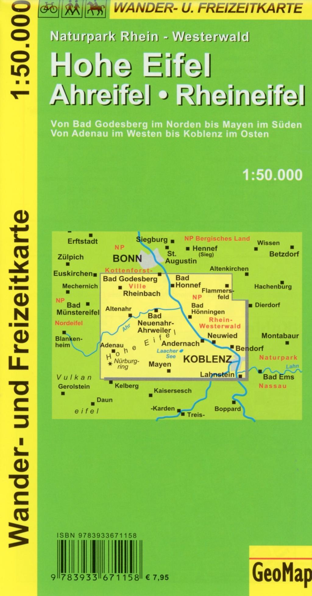 Beispielinhalt (Bild) Hohe Eifel - Ahreifel - Rheineifel 1 : 50 000. Wander- und Freizeitkarte