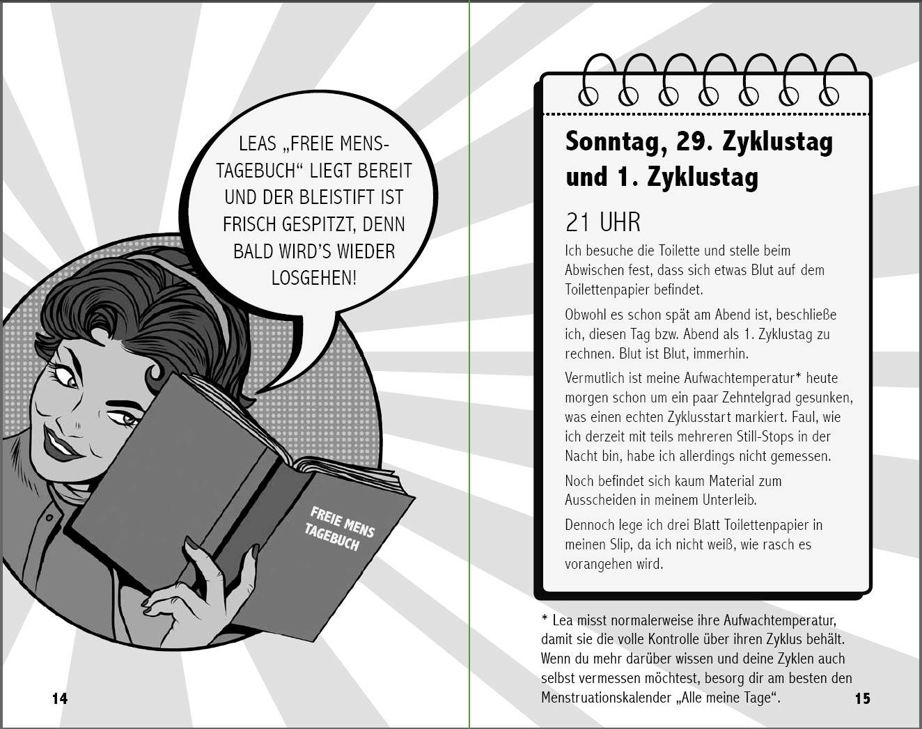 Beispielinhalt (Bild) Die freie Mens - Leas COMIC-TAGEBUCH für eine schmerzfreie Regel ohne Binden, Tampons und Co