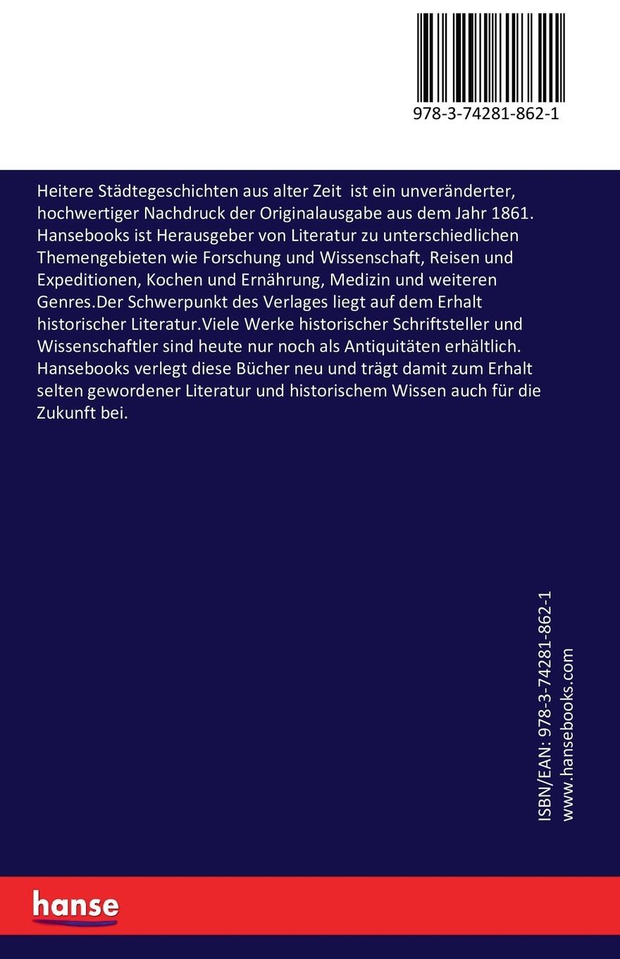 Rückseitencover Heitere Städtegeschichten aus alter Zeit