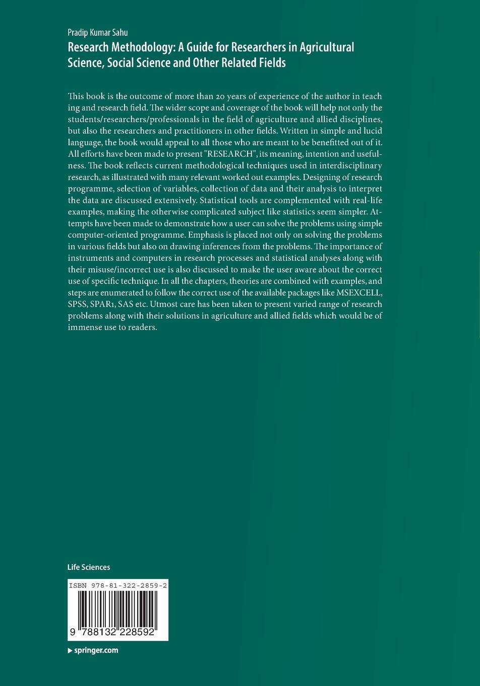 Rückseitencover Research Methodology: A  Guide for Researchers In Agricultural Science, Social Science and Other Related Fields