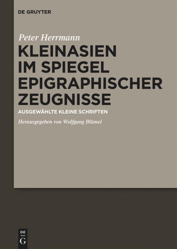 Vorderes Coverbild Kleinasien im Spiegel epigraphischer Zeugnisse