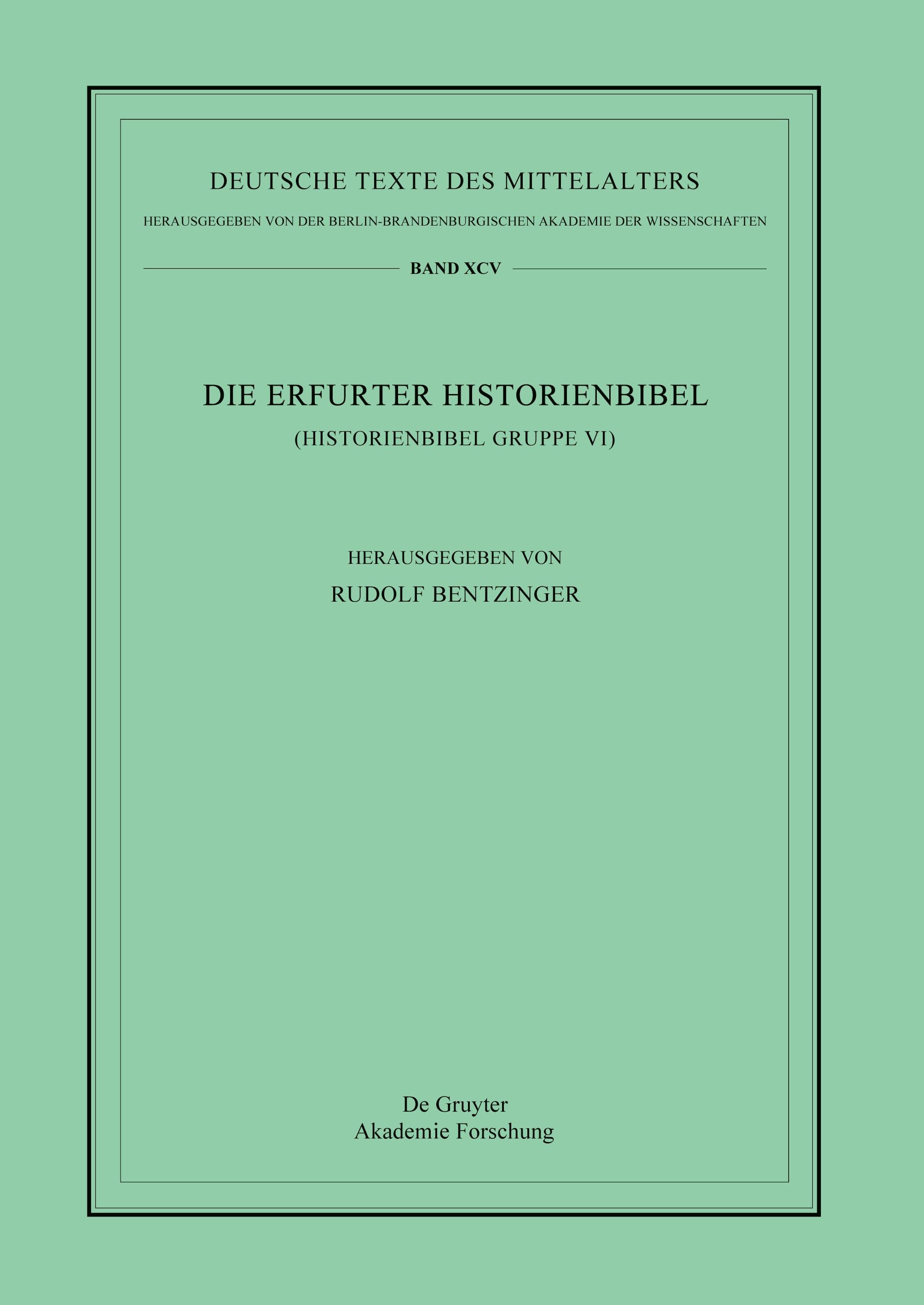 Vorderes Coverbild Die Erfurter Historienbibel